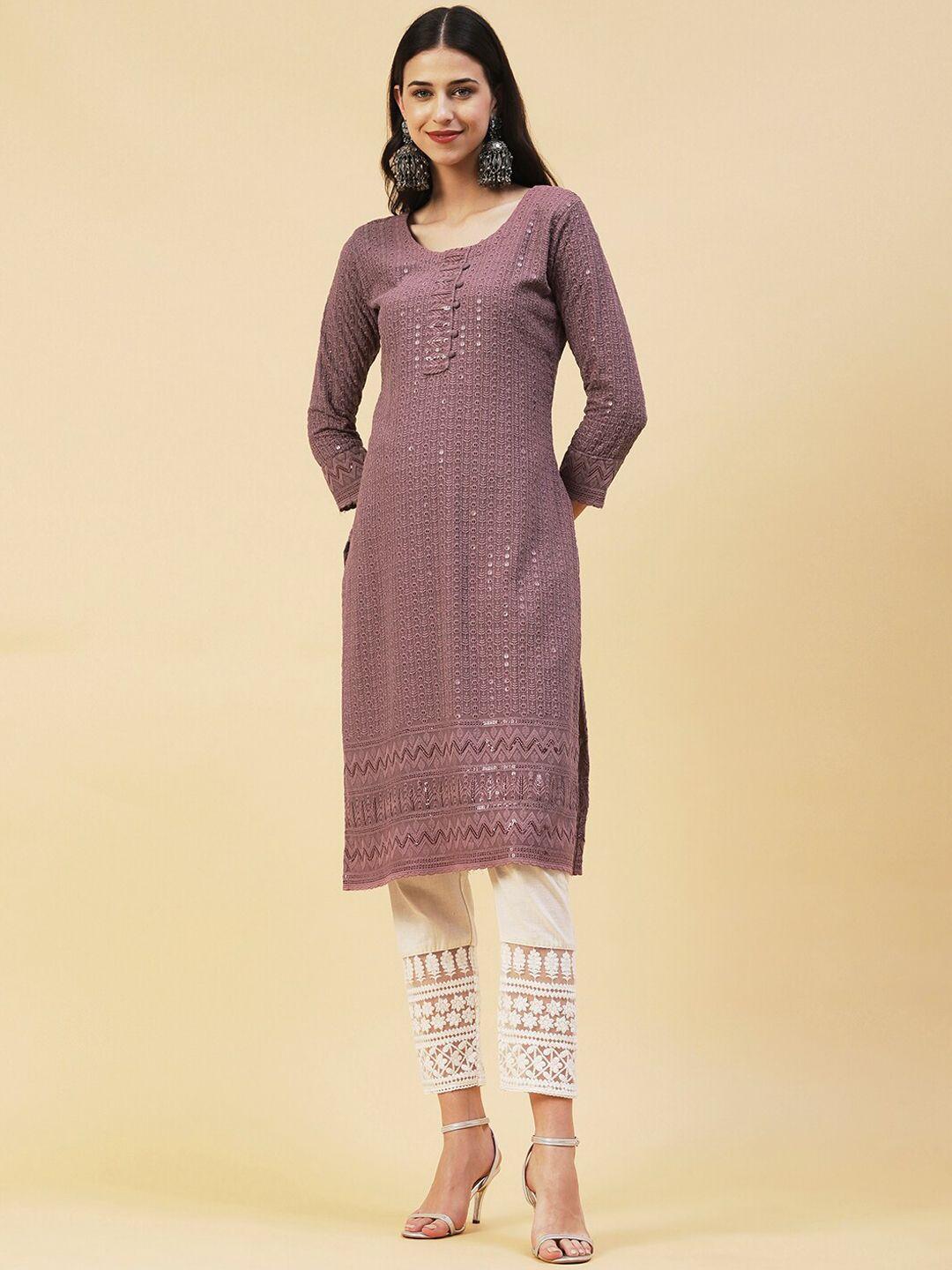 fashor women floral embroidered thread work kurta