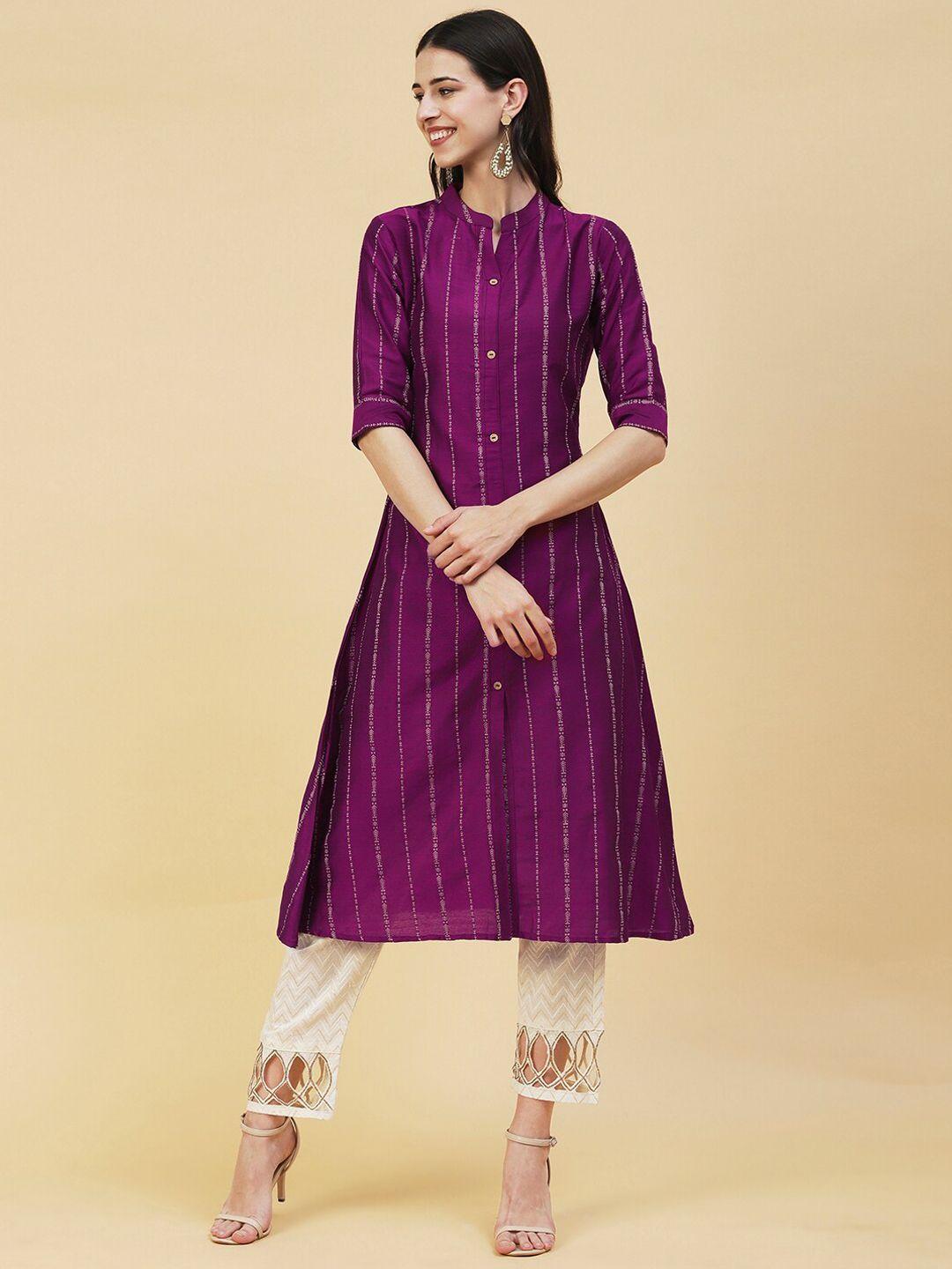 fashor women striped chanderi silk kurta