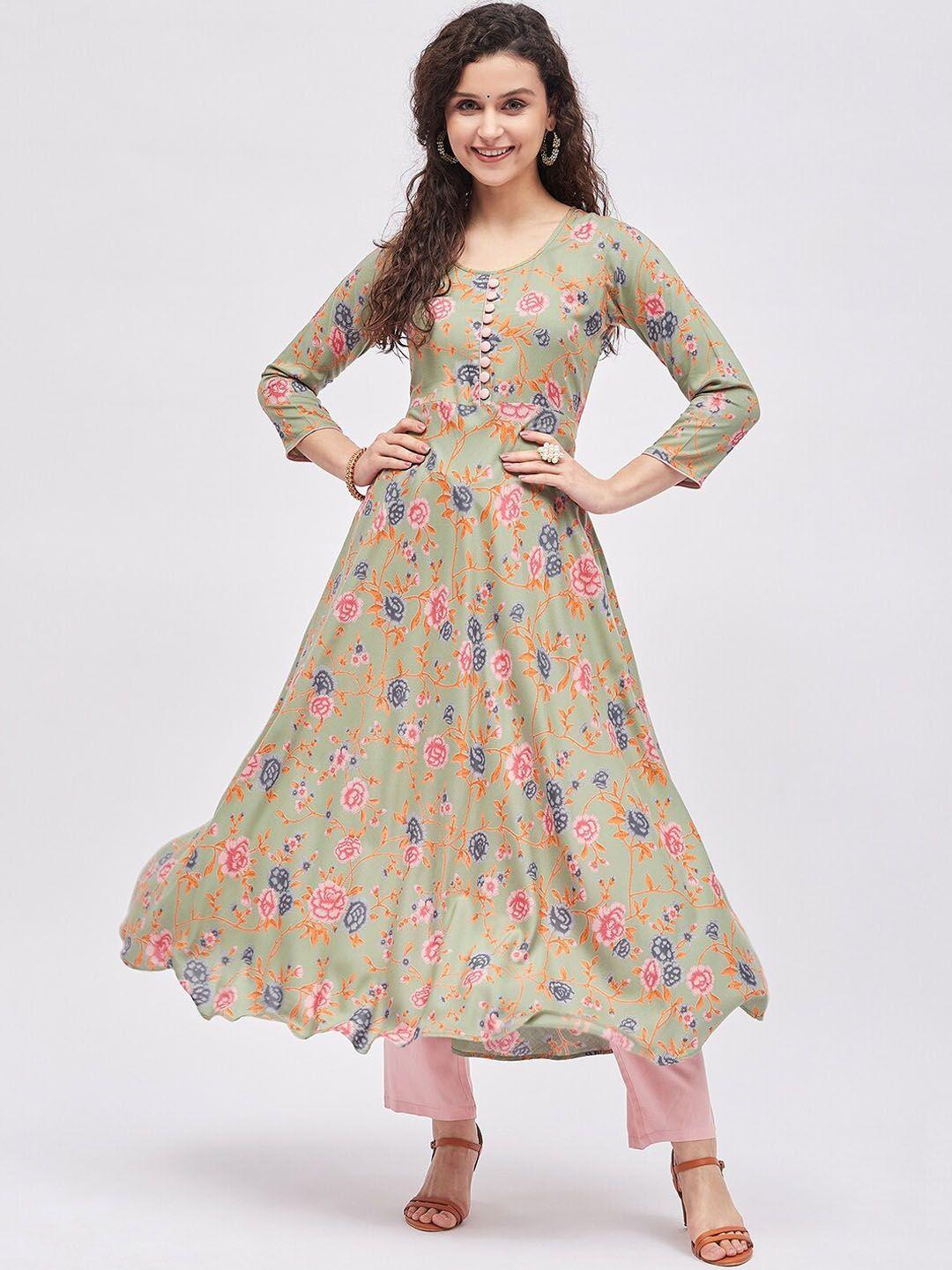 tissu women floral printed anarkali kurta