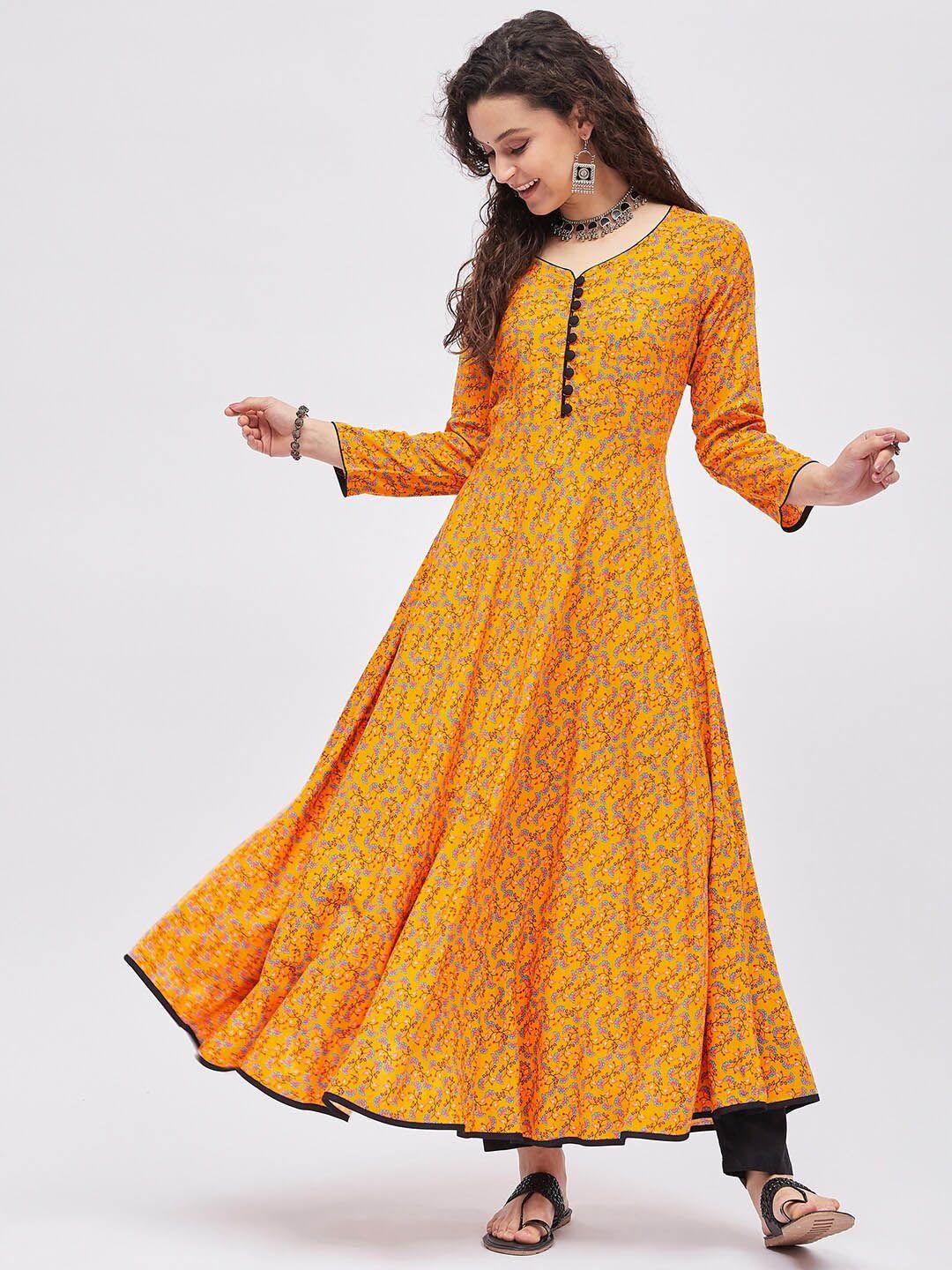 tissu women floral printed anarkali kurta