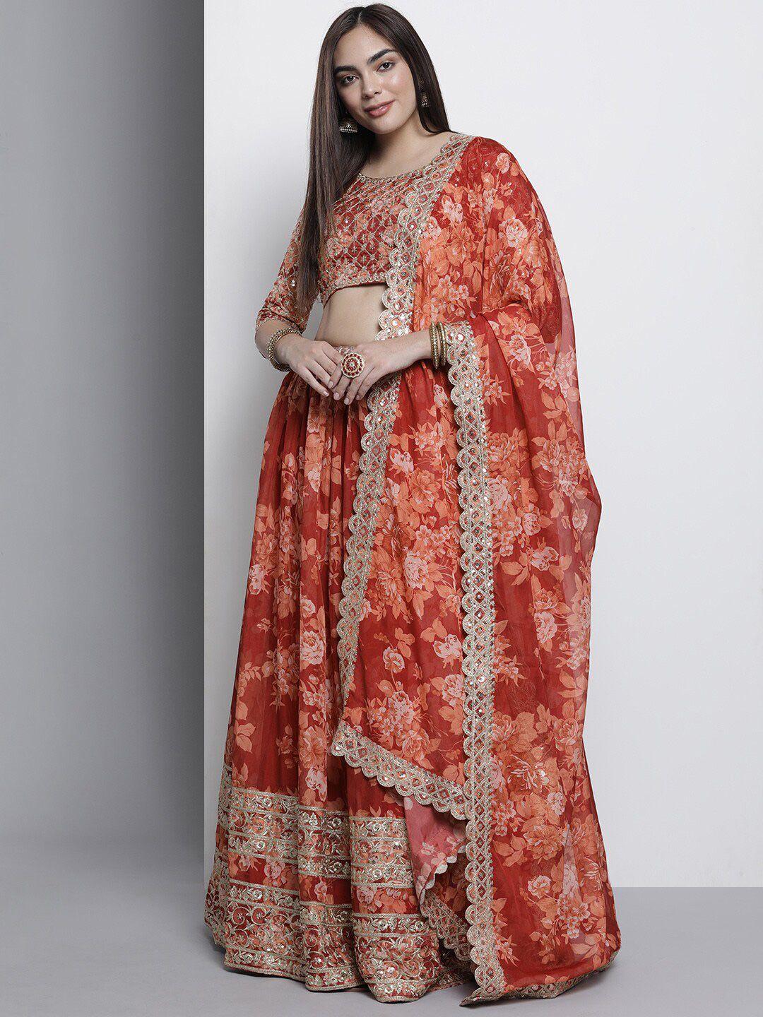 fusionic embroidered semi-stitched lehenga & unstitched blouse with dupatta