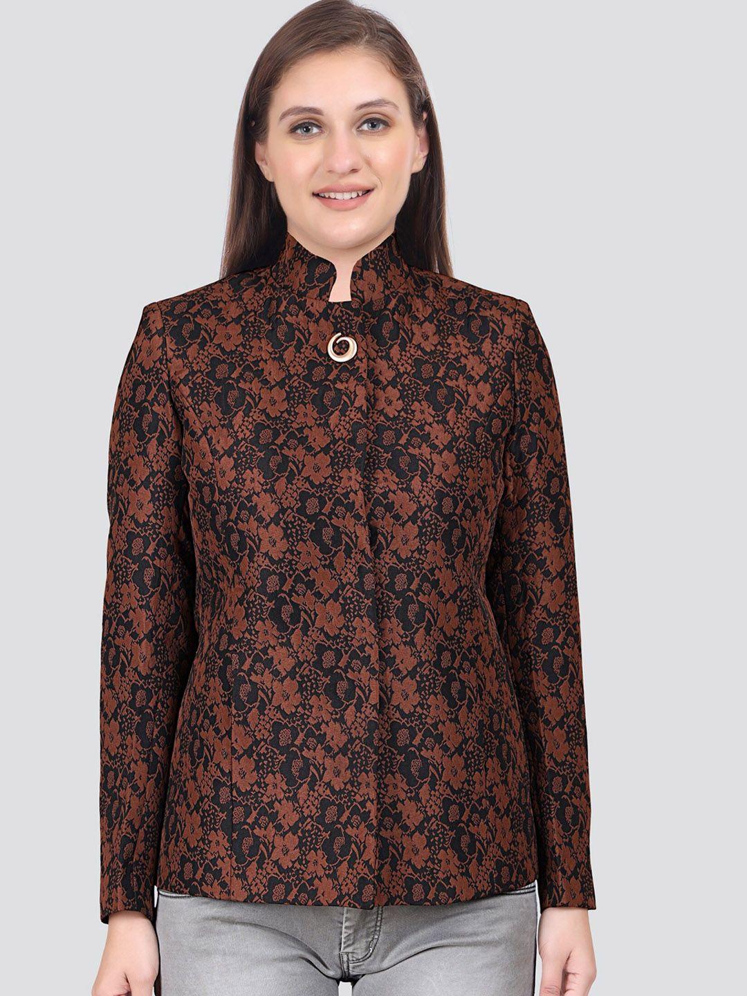 young club classic women floral printed wool regular fit overcoat