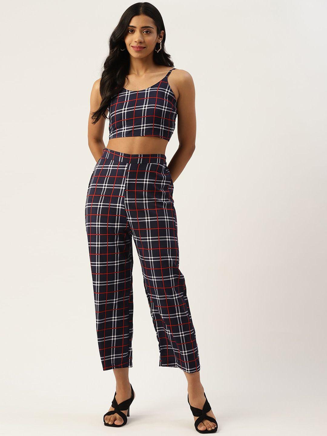 sirikit women checked crop top & trousers