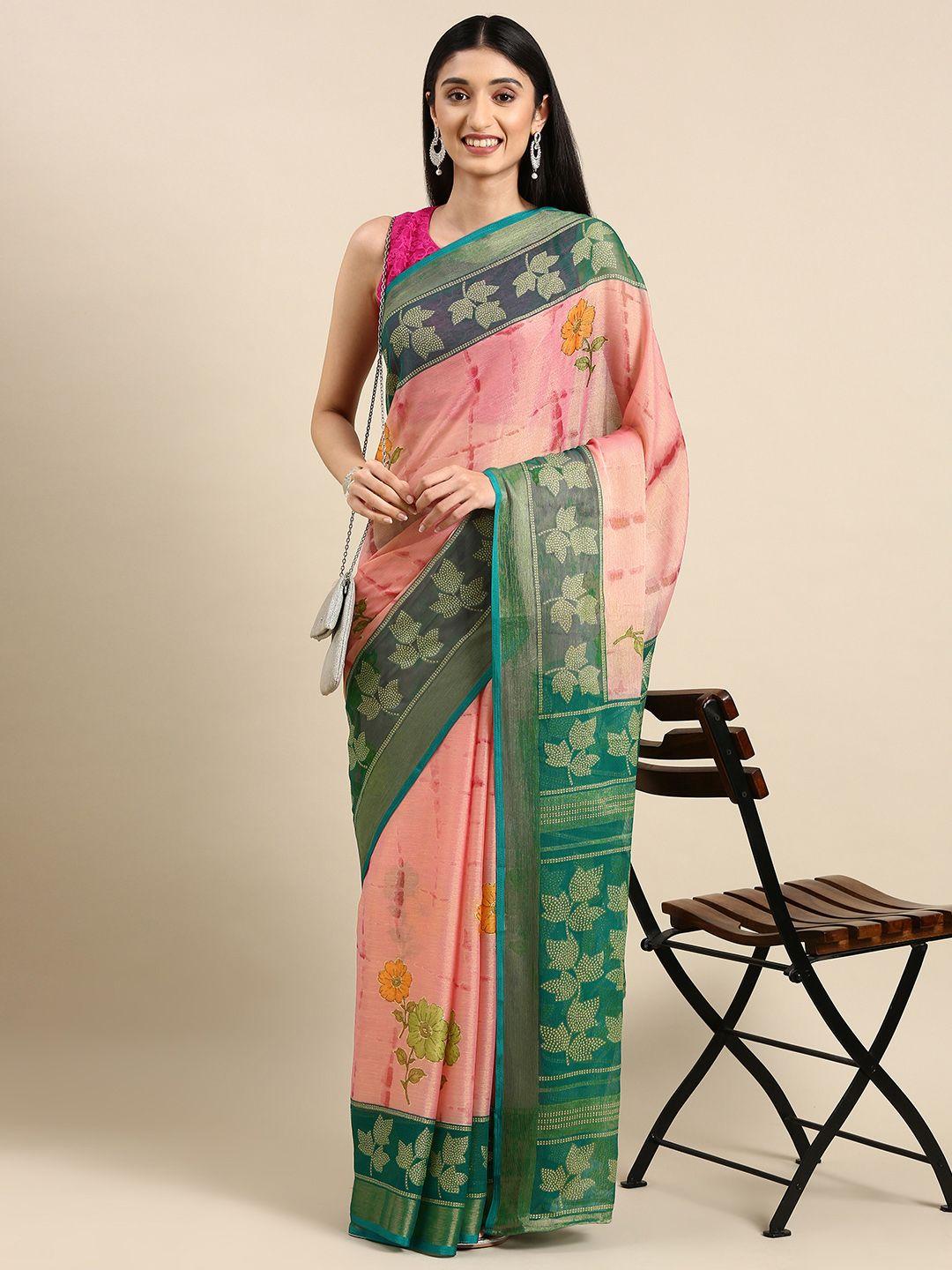 anouk floral pure chiffon saree