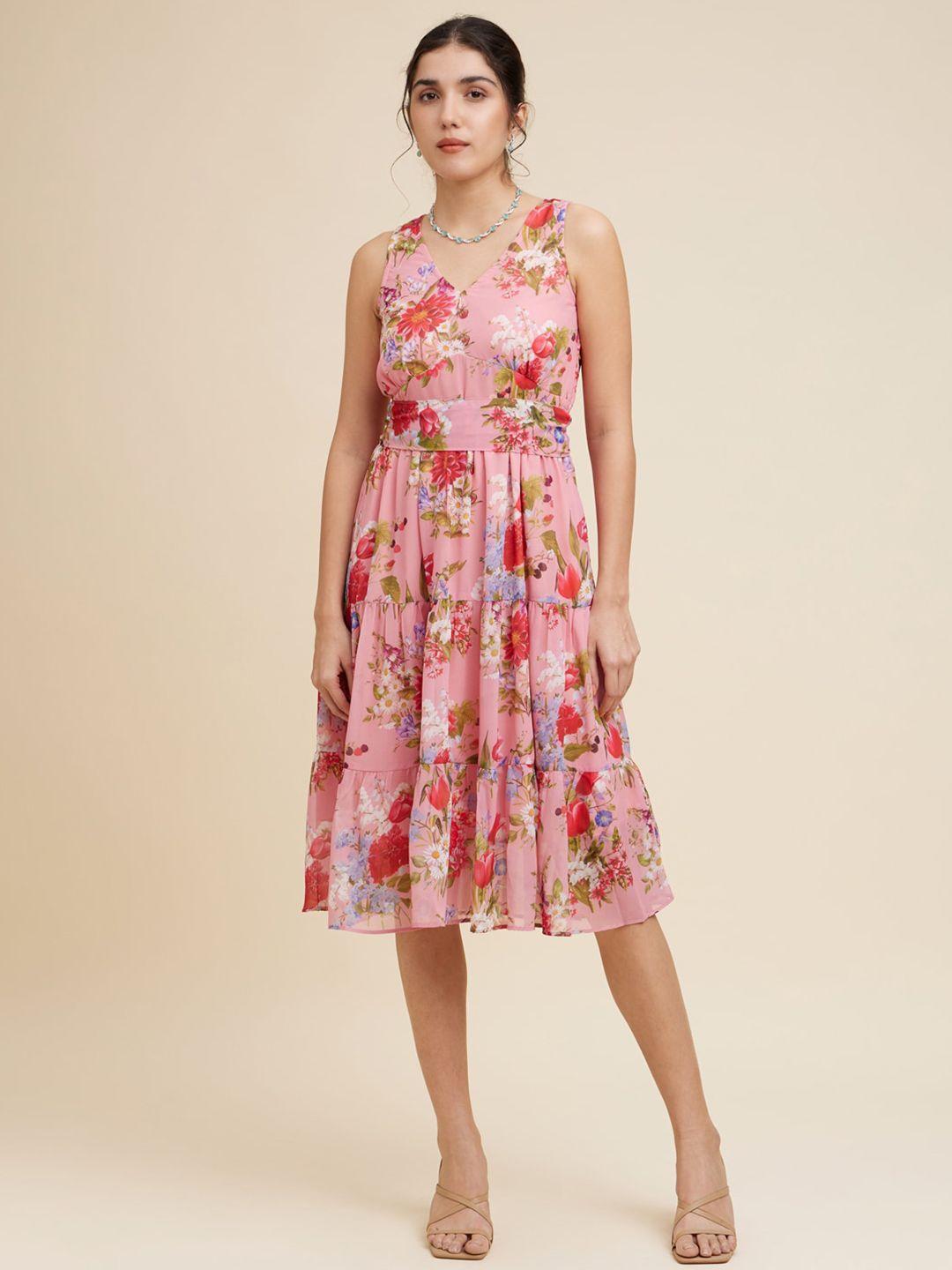 emmyrobe v-neck floral printed georgette dress