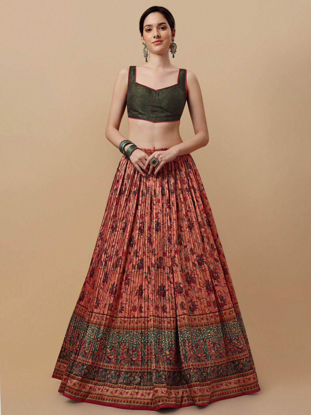 saptrangi printed kalamkari ready to wear lehenga & blouse with dupatta