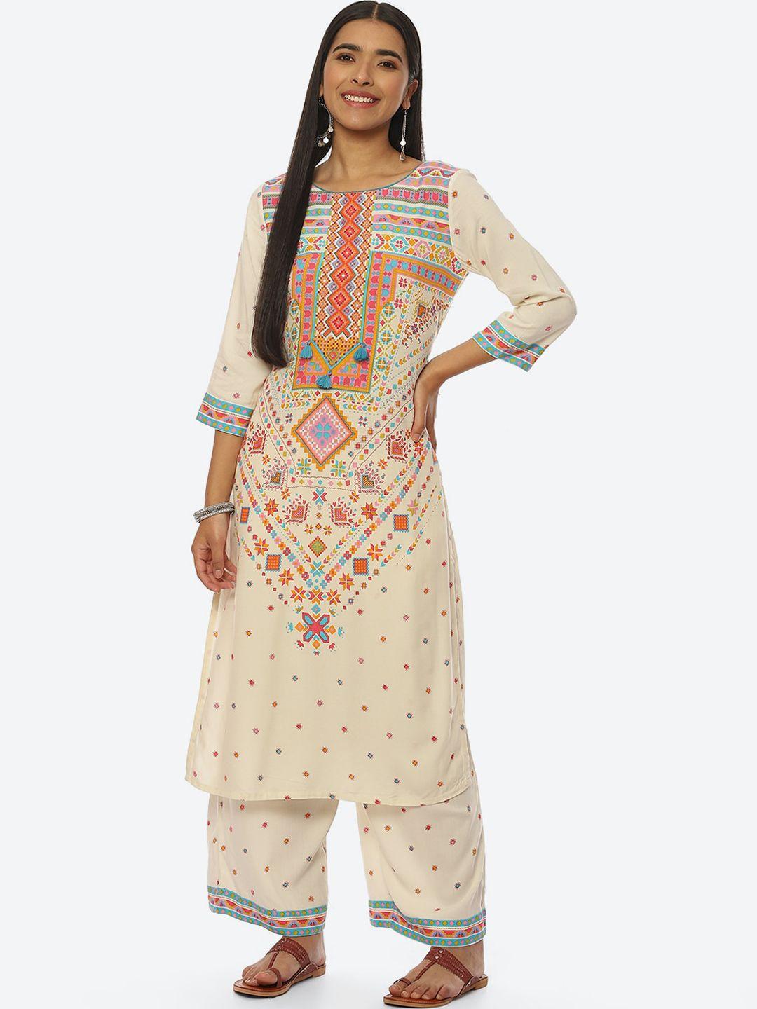 rangriti ethnic motifs printed kurta with palazzos