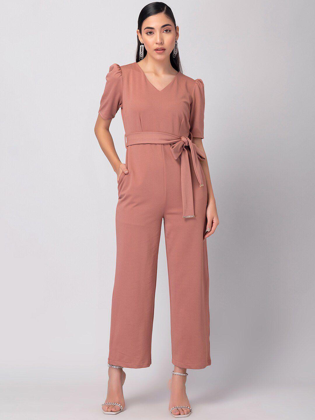 faballey women puff sleeve basic jumpsuit