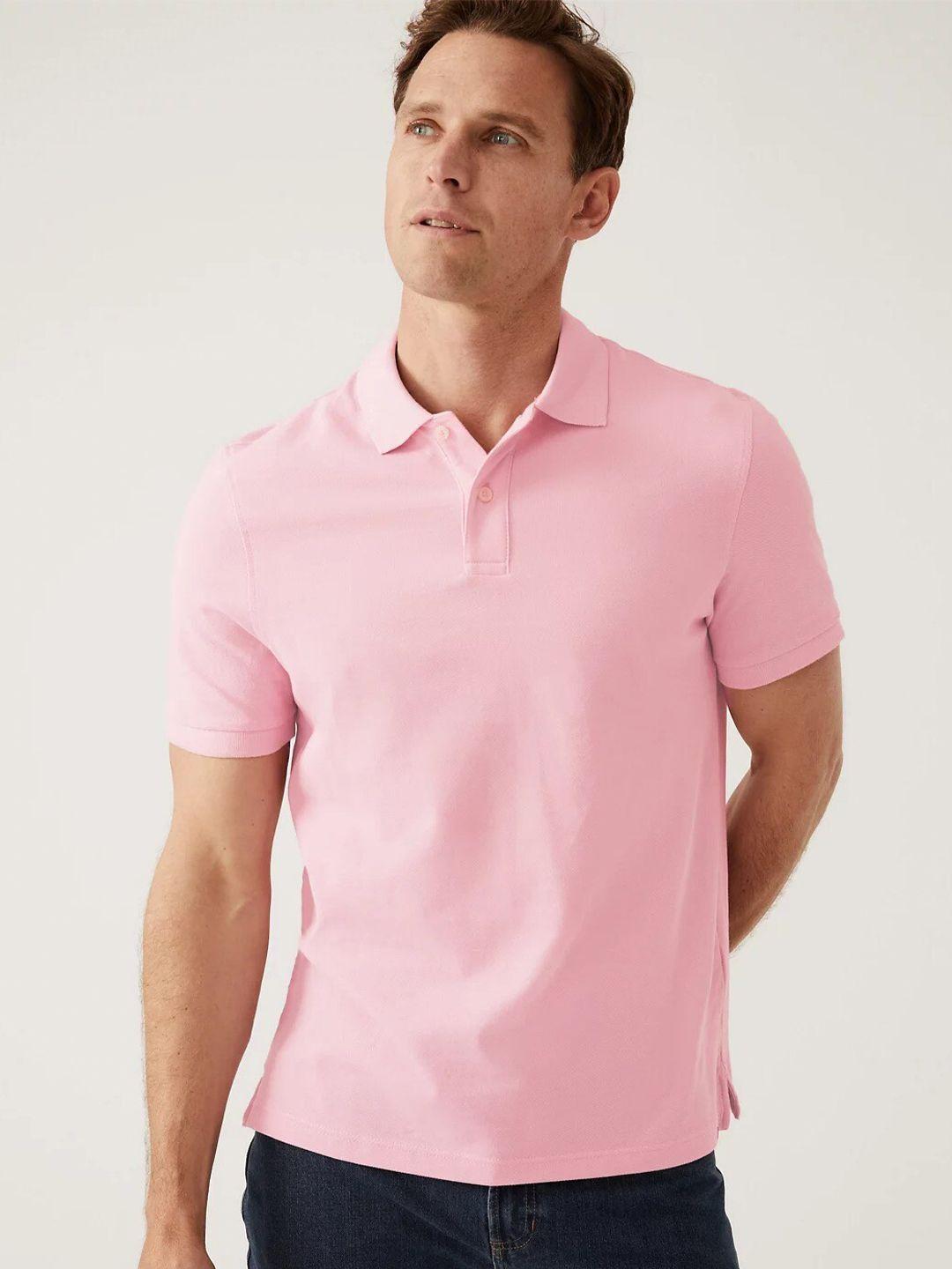 marks & spencer men polo collar pure cotton t-shirt