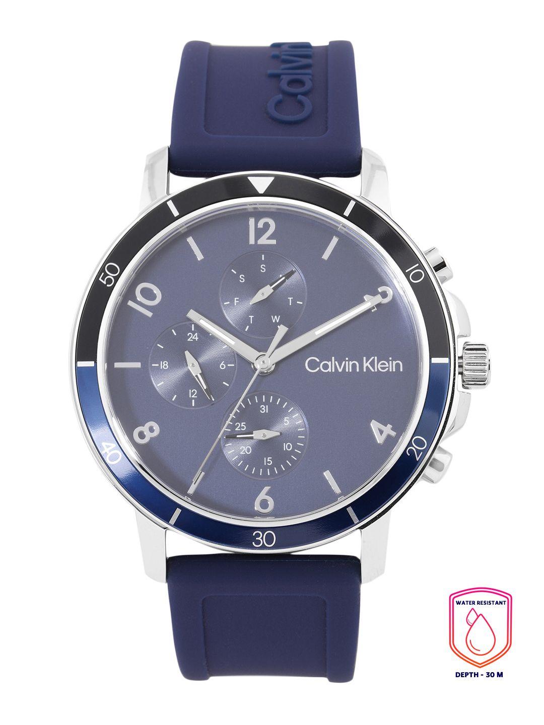 calvin klein men gauge sport analogue multi function watch 25200071-blue