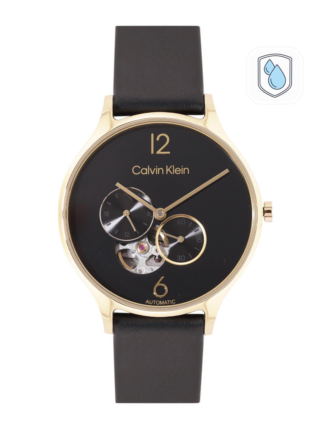 calvin klein women skeleton dial analogue multi function automatic motion watch 25200123