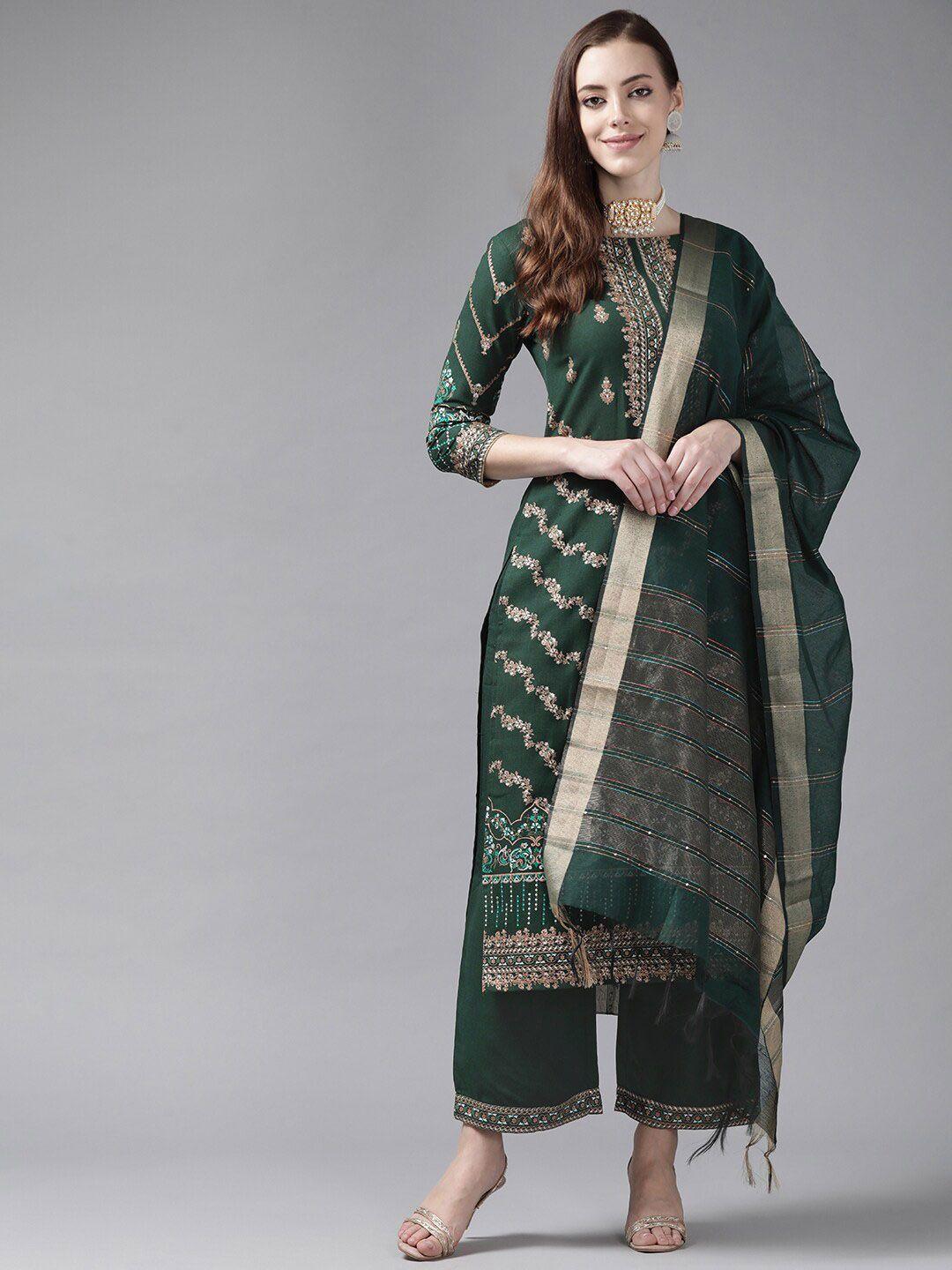 indo era ethnic motifs printed kurta with palazzos & dupatta