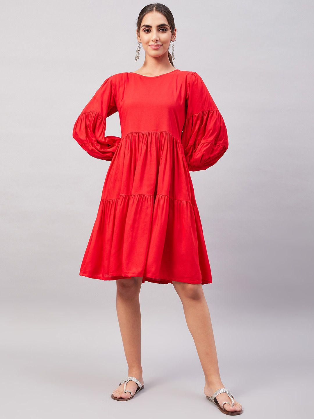 inweave tiered puff sleeve dress