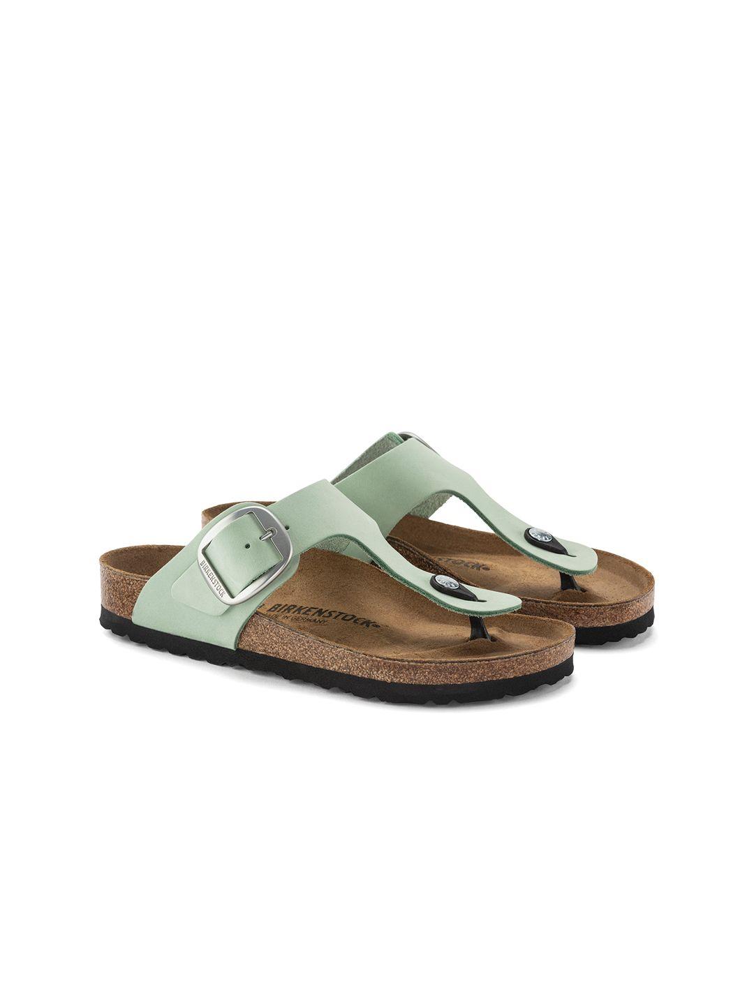 birkenstock women gizeh big buckle regular width nubuck leather t-strap flats