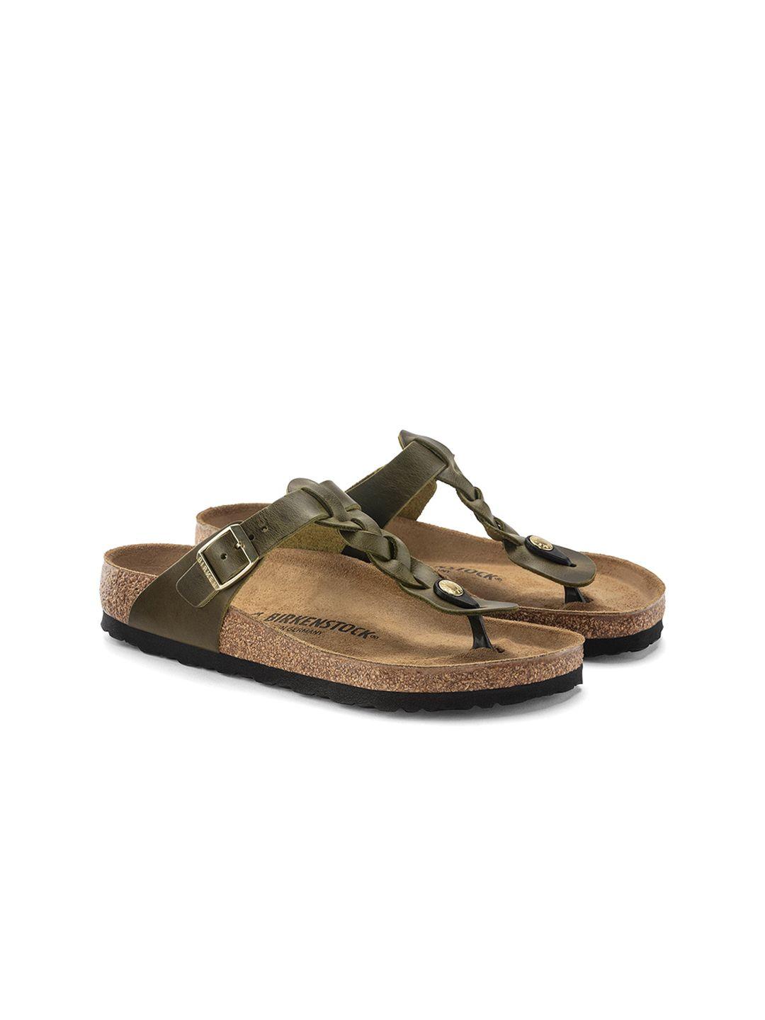 birkenstock women gizeh regular width leather t-strap flats