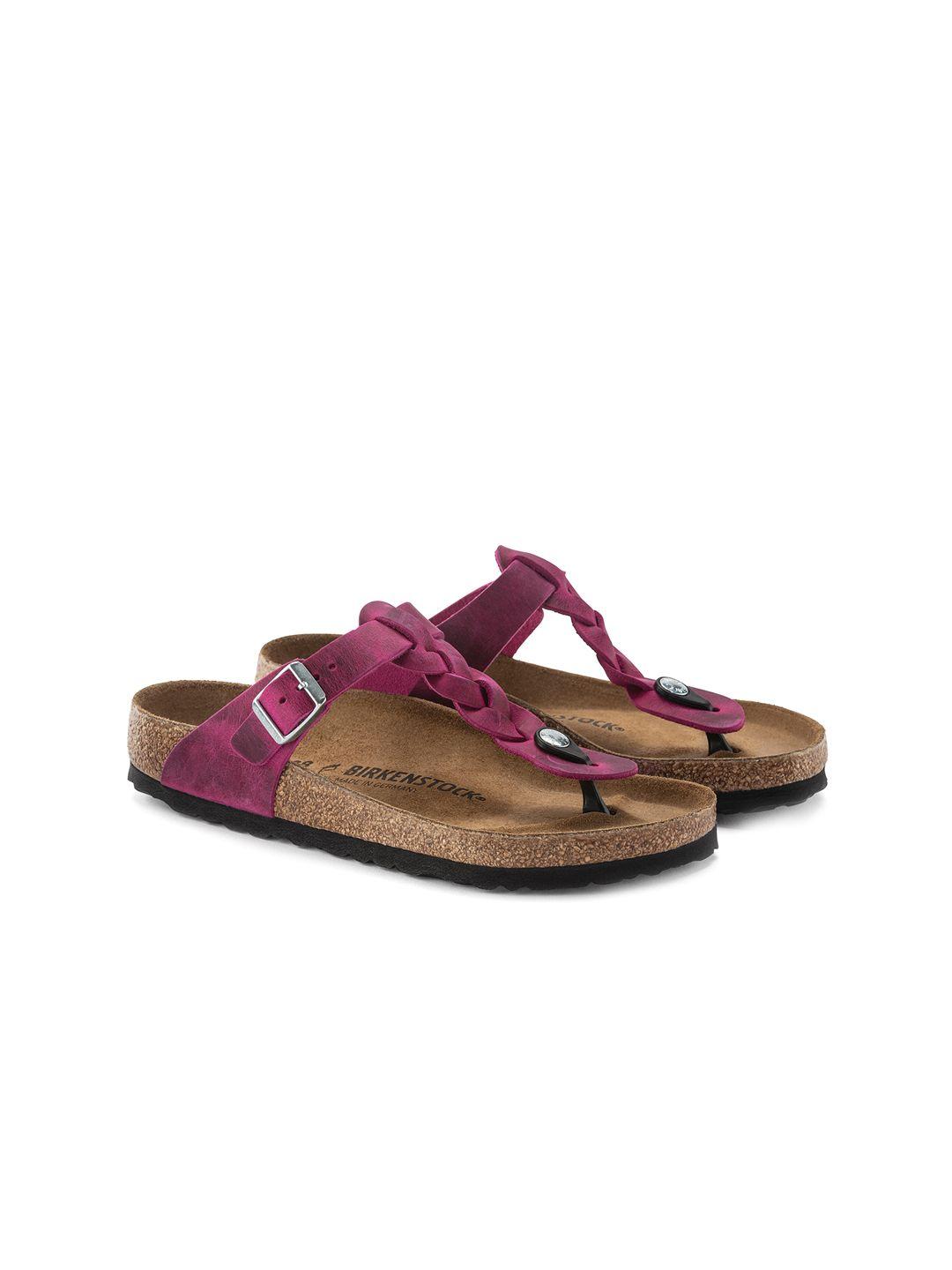 birkenstock women gizeh regular width leather t-strap flats