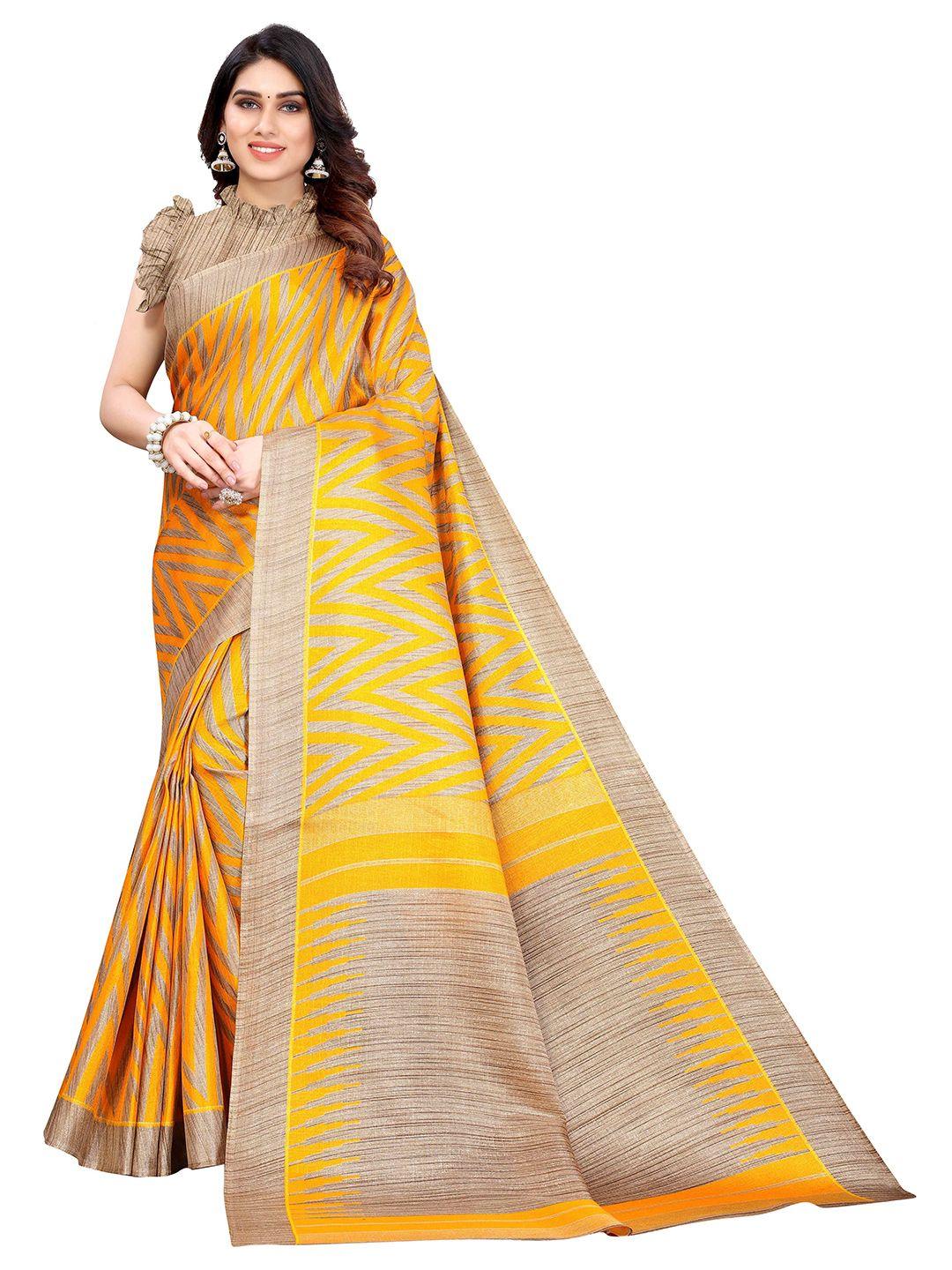 aadvika geometric printed mysore silk saree with blouse piece