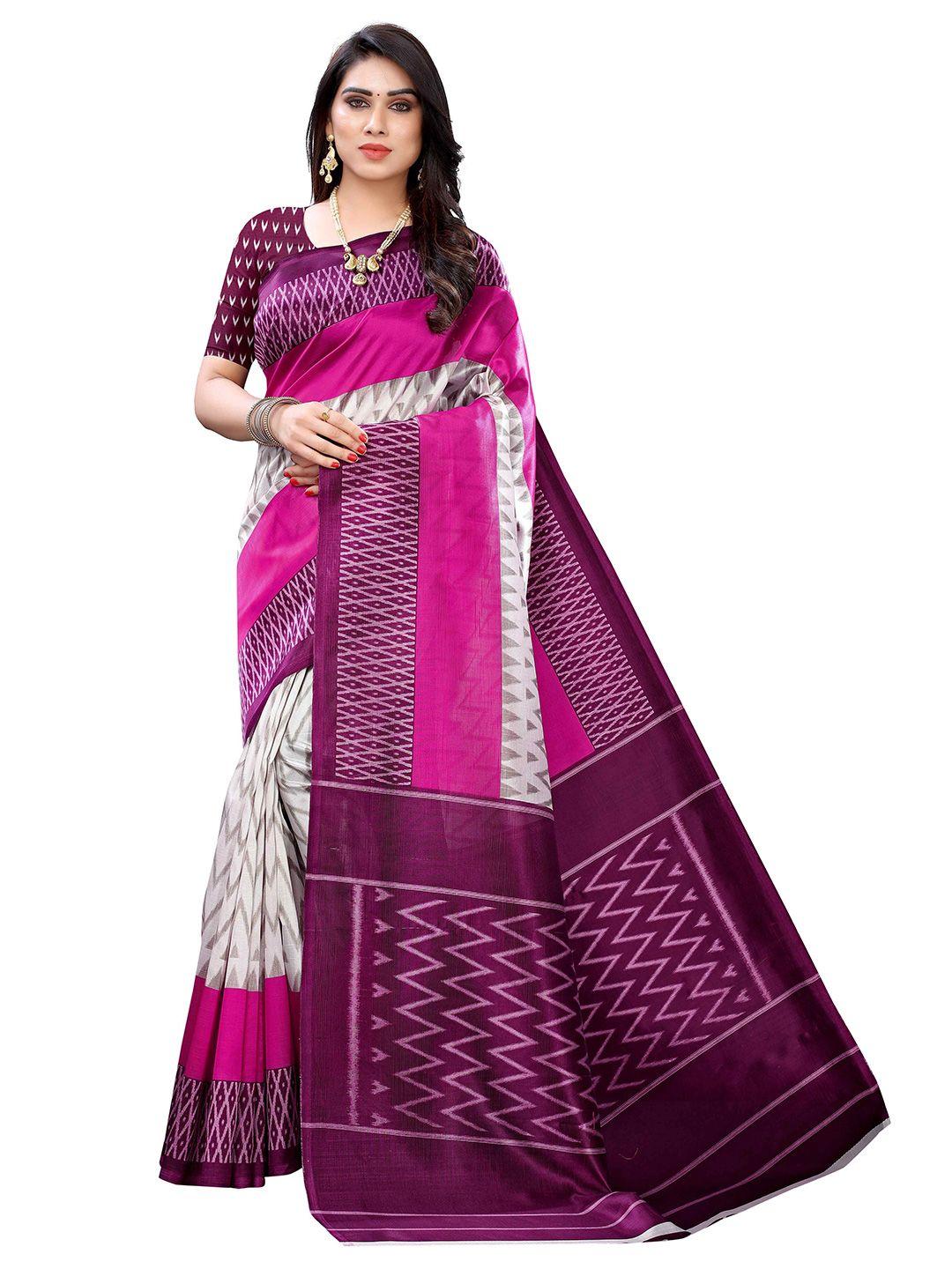 aadvika geometric printed mysore silk saree