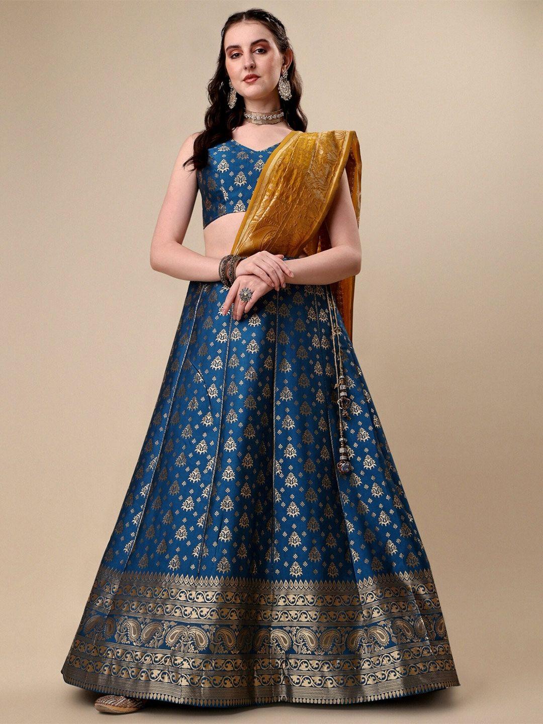 vaidehi fashion ready to wear banarasi silk lehenga & unstitched blouse with dupatta