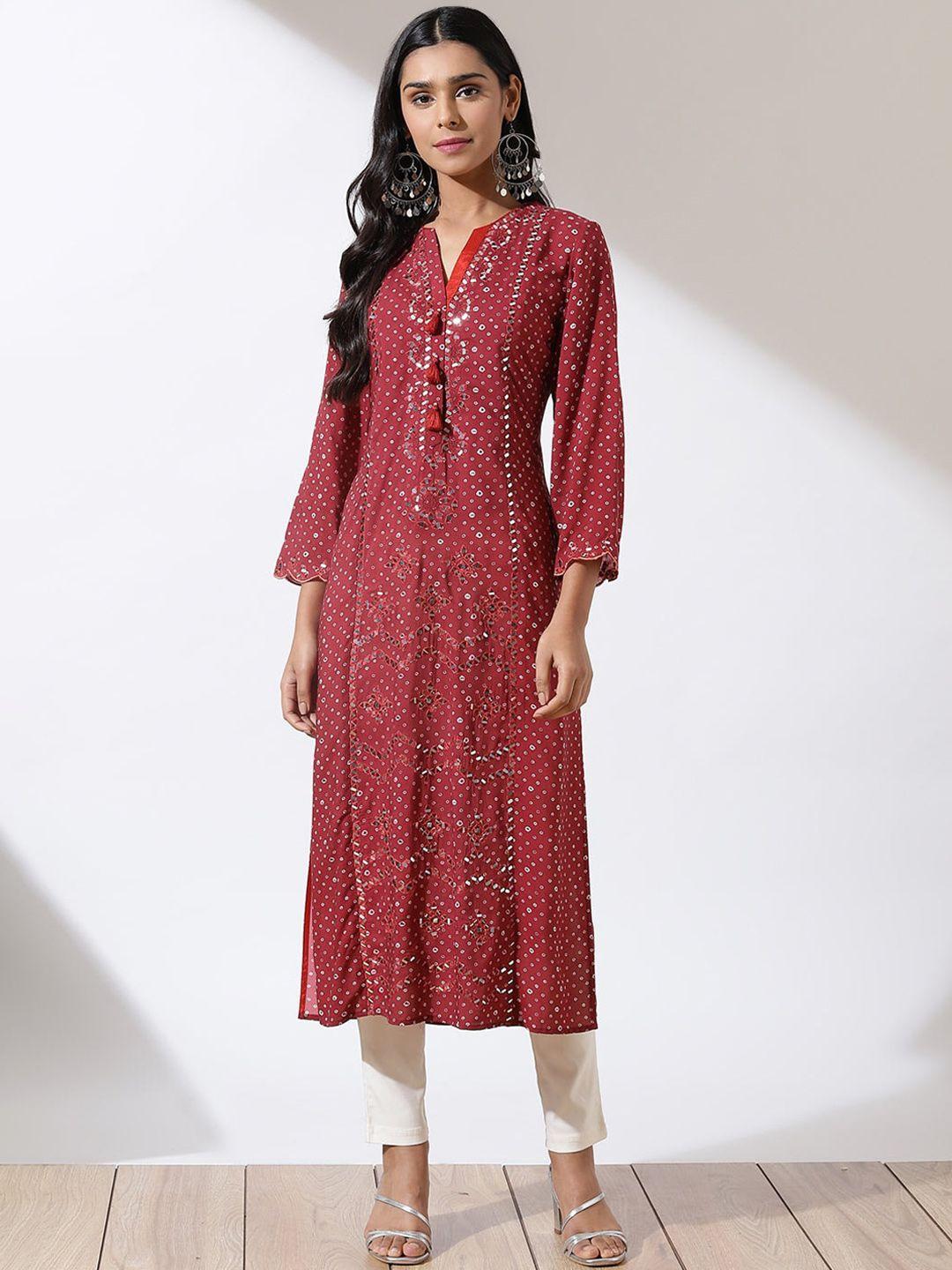 lakshita women bandhani printed mirror work indie prints kurta