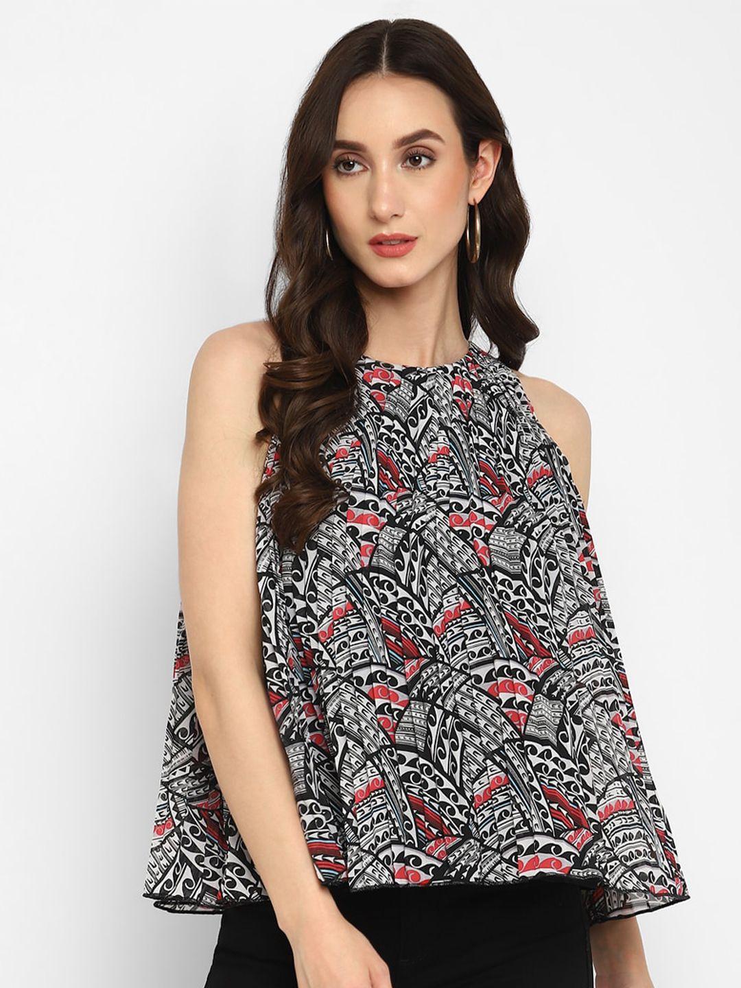 taurus printed sleeveless a-line top