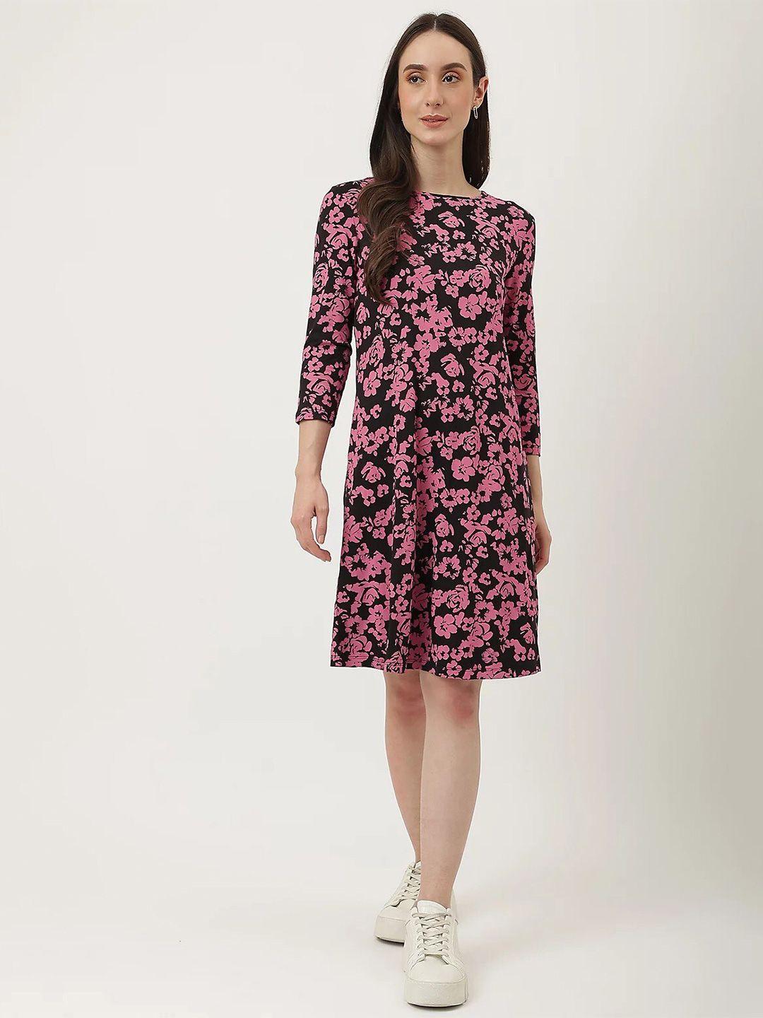 marks & spencer pink floral a-line dress