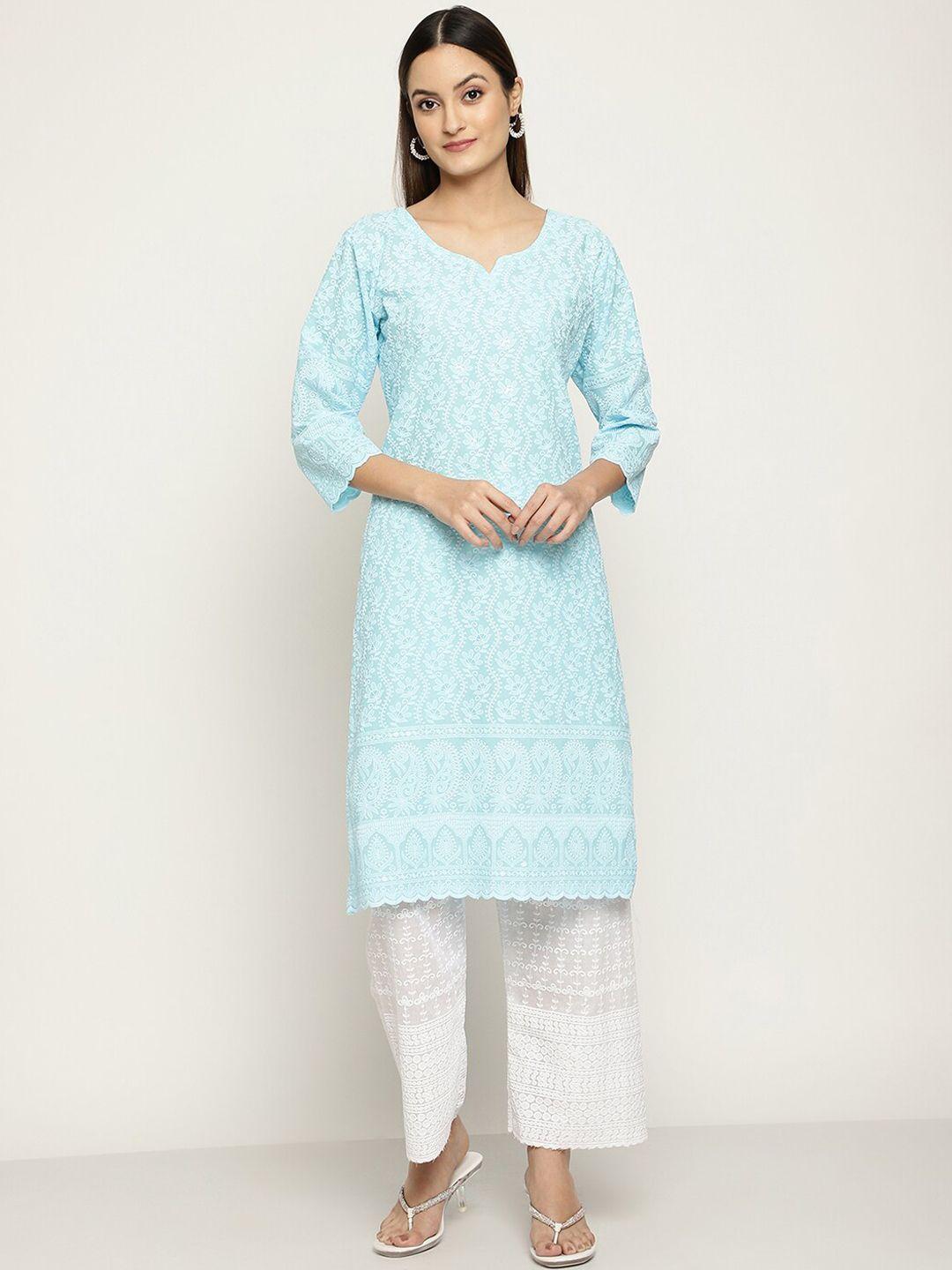 kalini women ethnic motifs embroidered chikankari cotton kurta