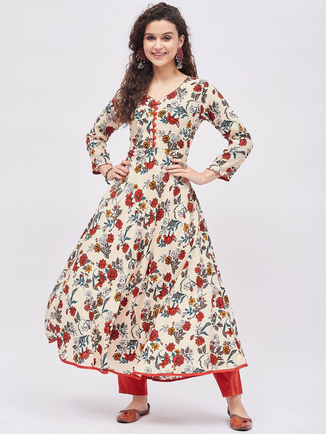 tissu plus size floral printed floral anarkali kurta