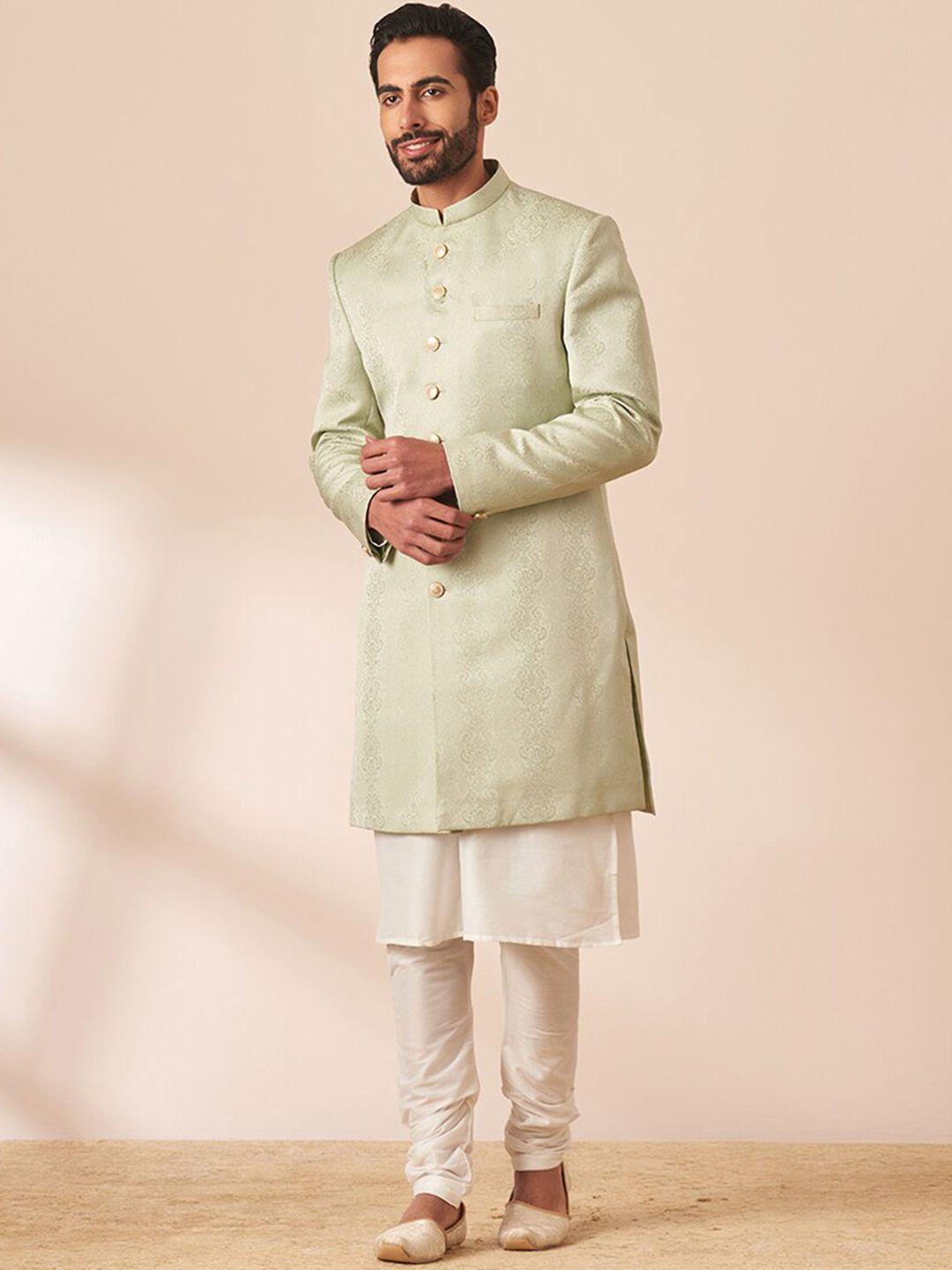 manyavar men woven design brocade sherwani set