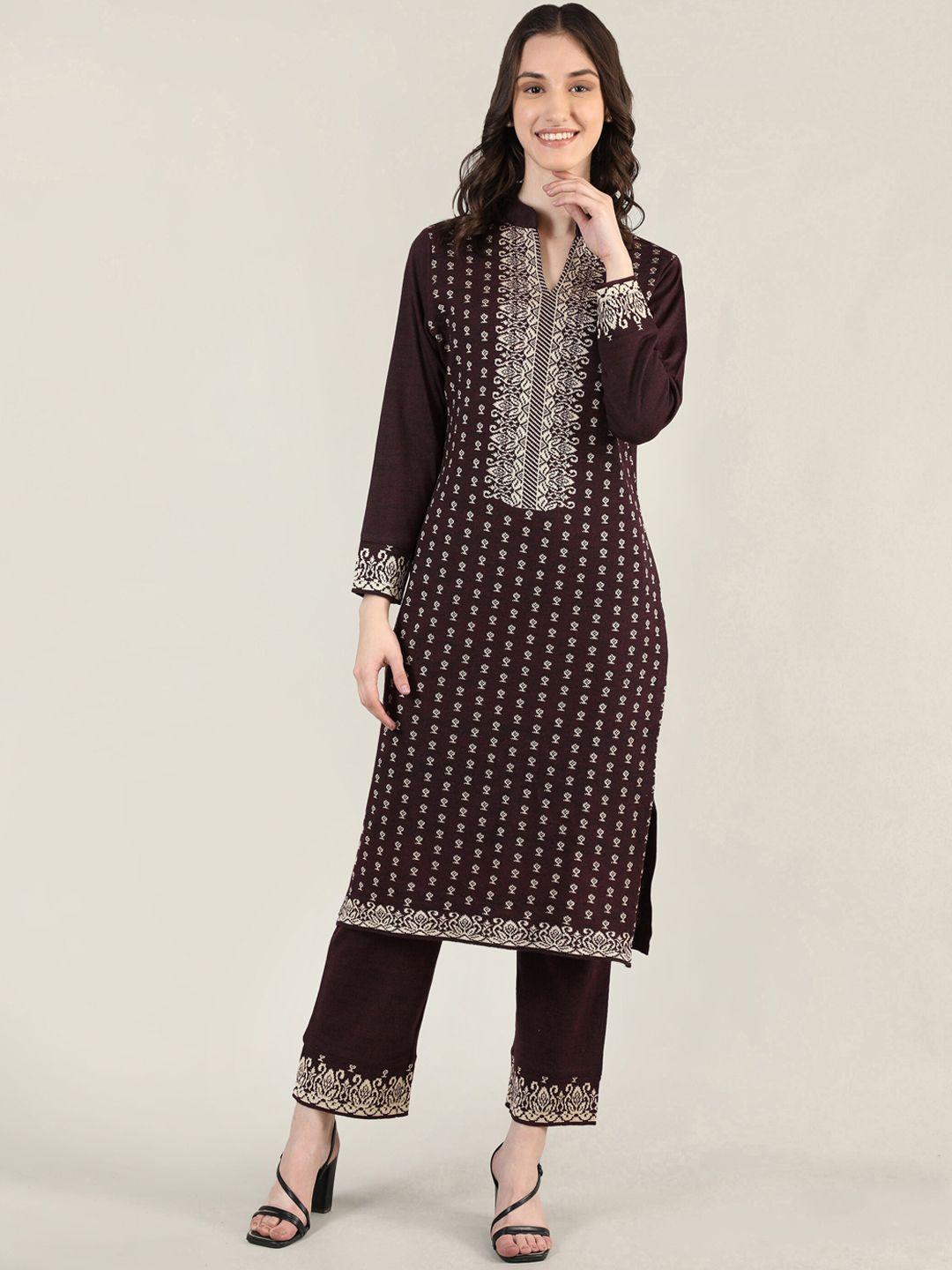 mikhad women ethnic motifs woven design kurta with trousers