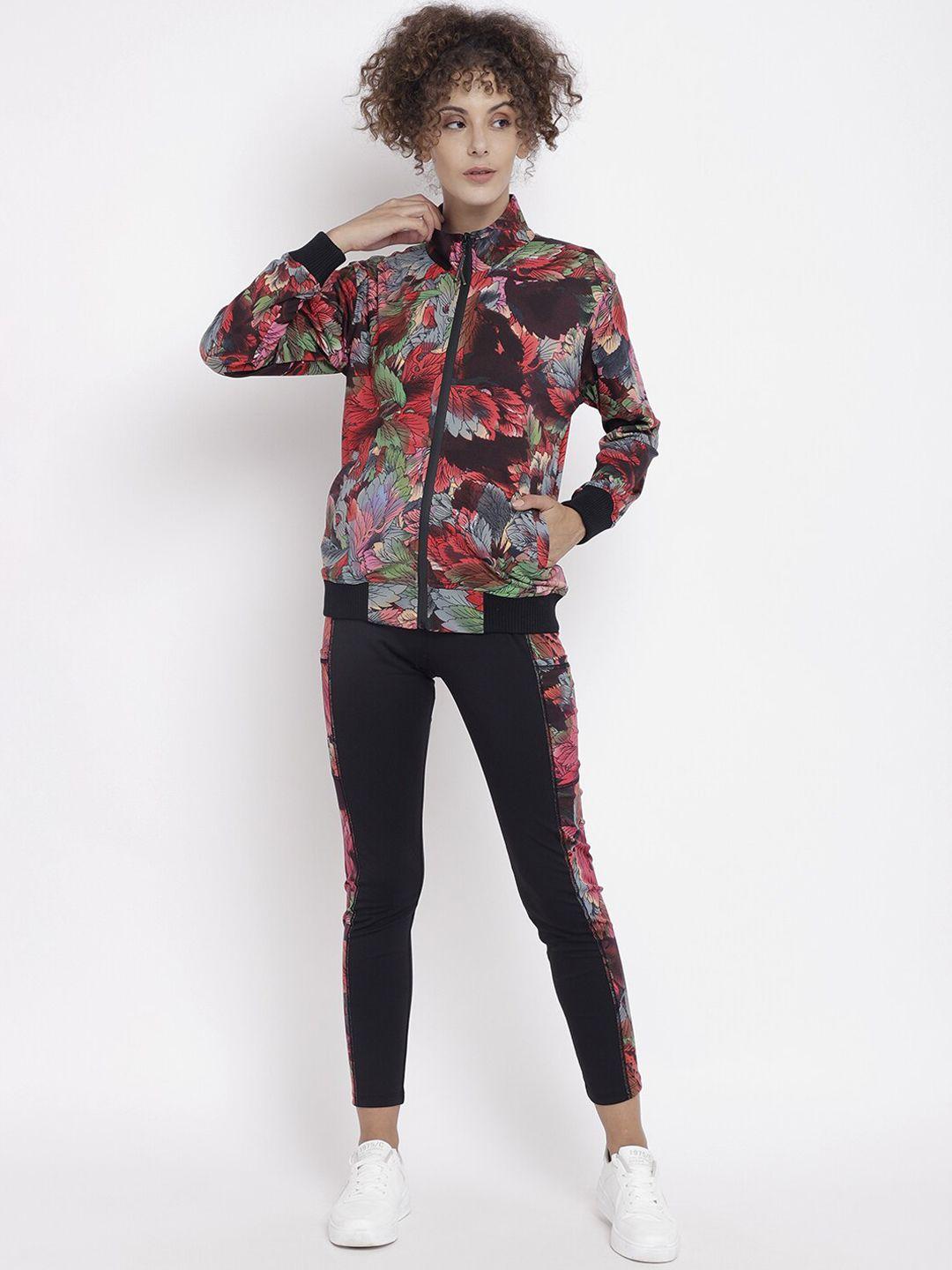 chkokko women printed zipper full sleeves tracksuits set