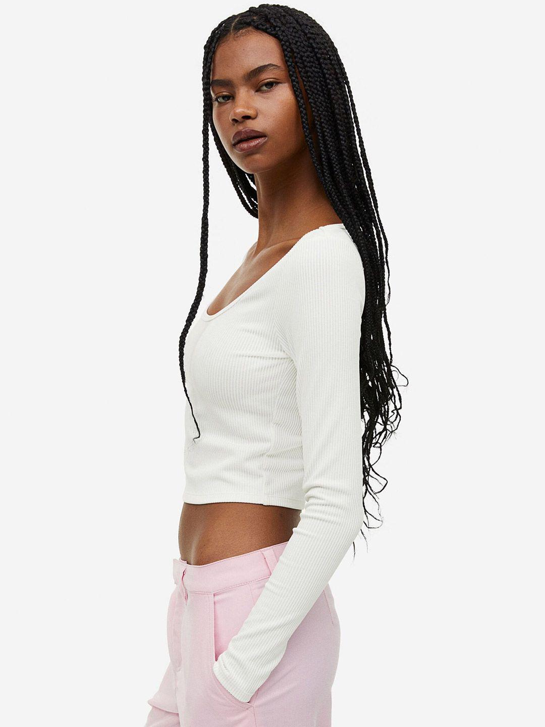 h&m women ribbed jersey top