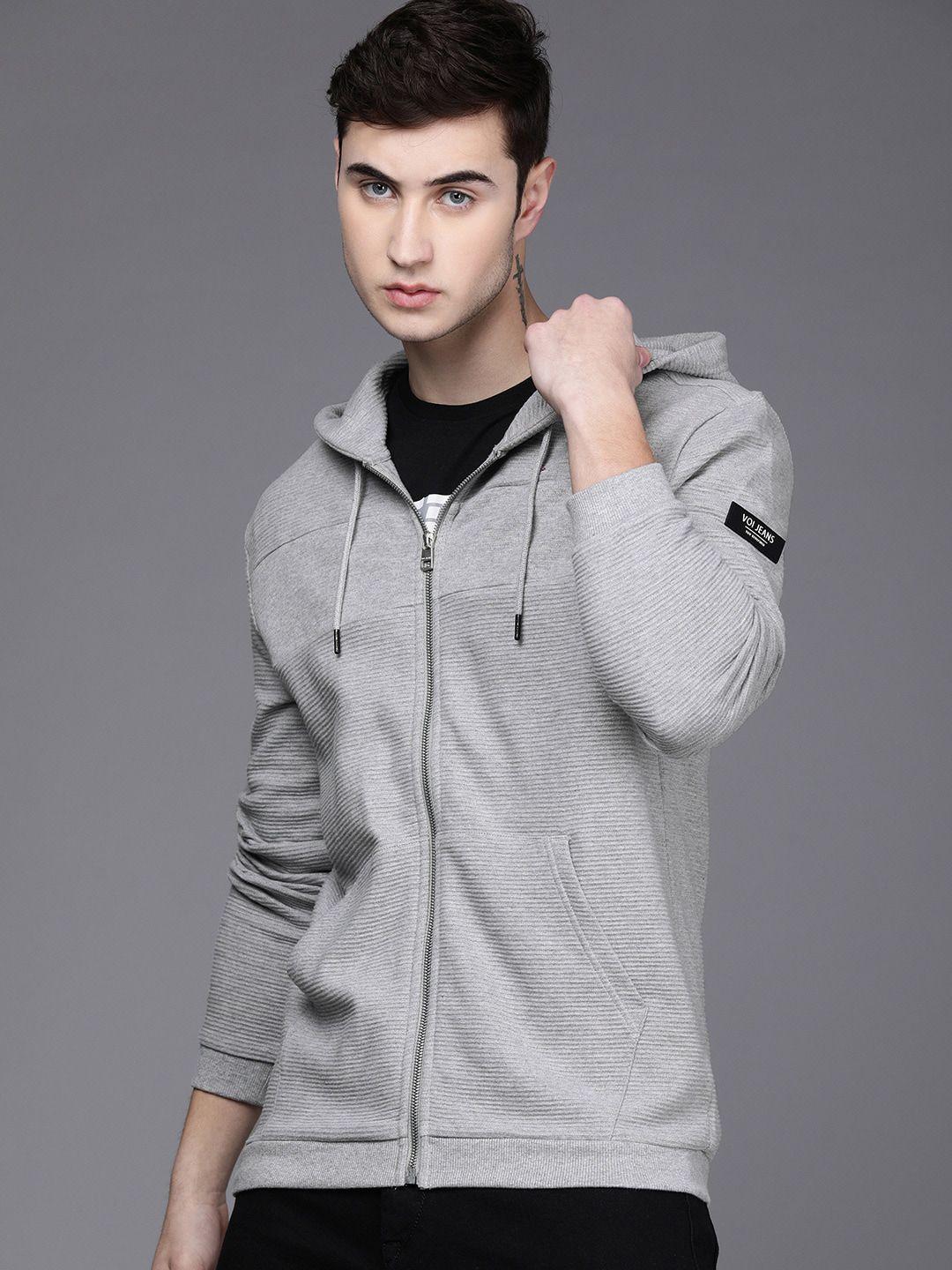 voi jeans men front-open hooded cotton sweatshirt