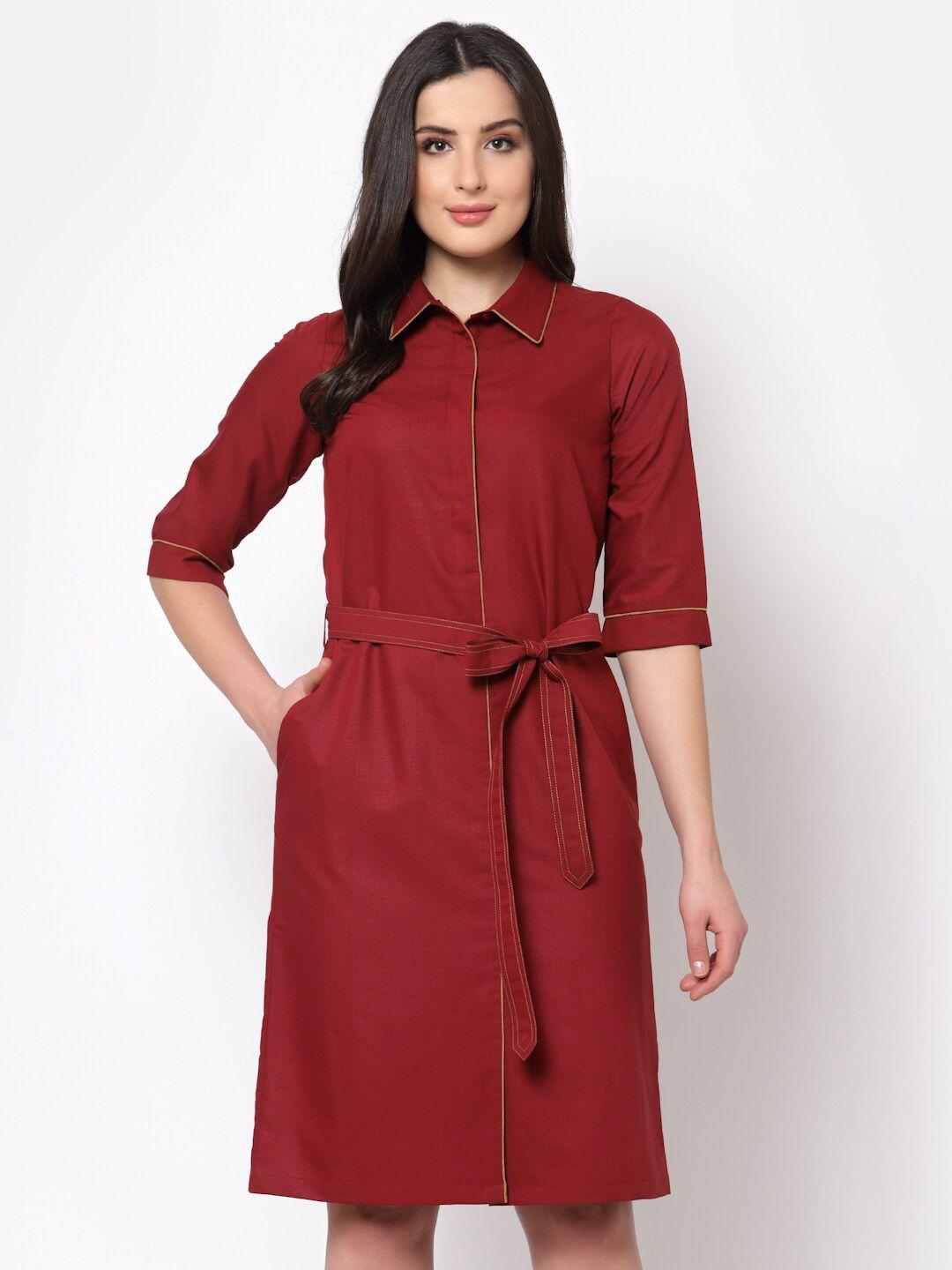 office & you shirt collar sheath dress