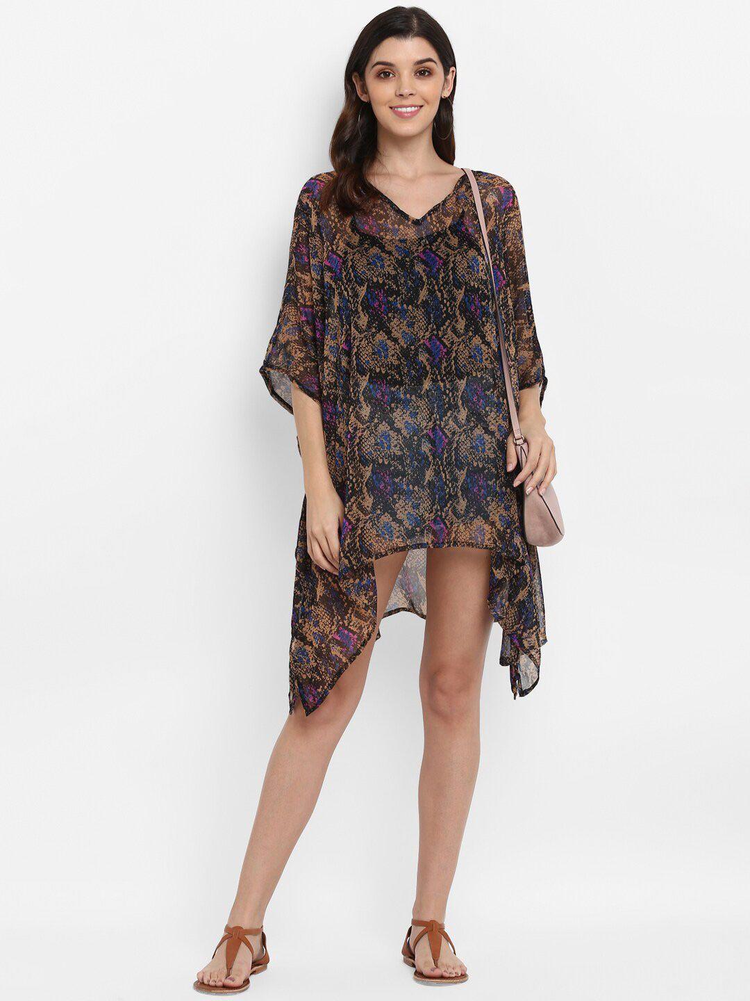 aditi wasan animal printed v-neck chiffon kaftan dress