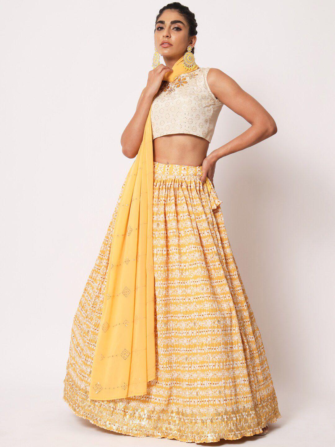 shubhkala embellished sequinned semi-stitched lehenga & unstitched blouse with dupatta