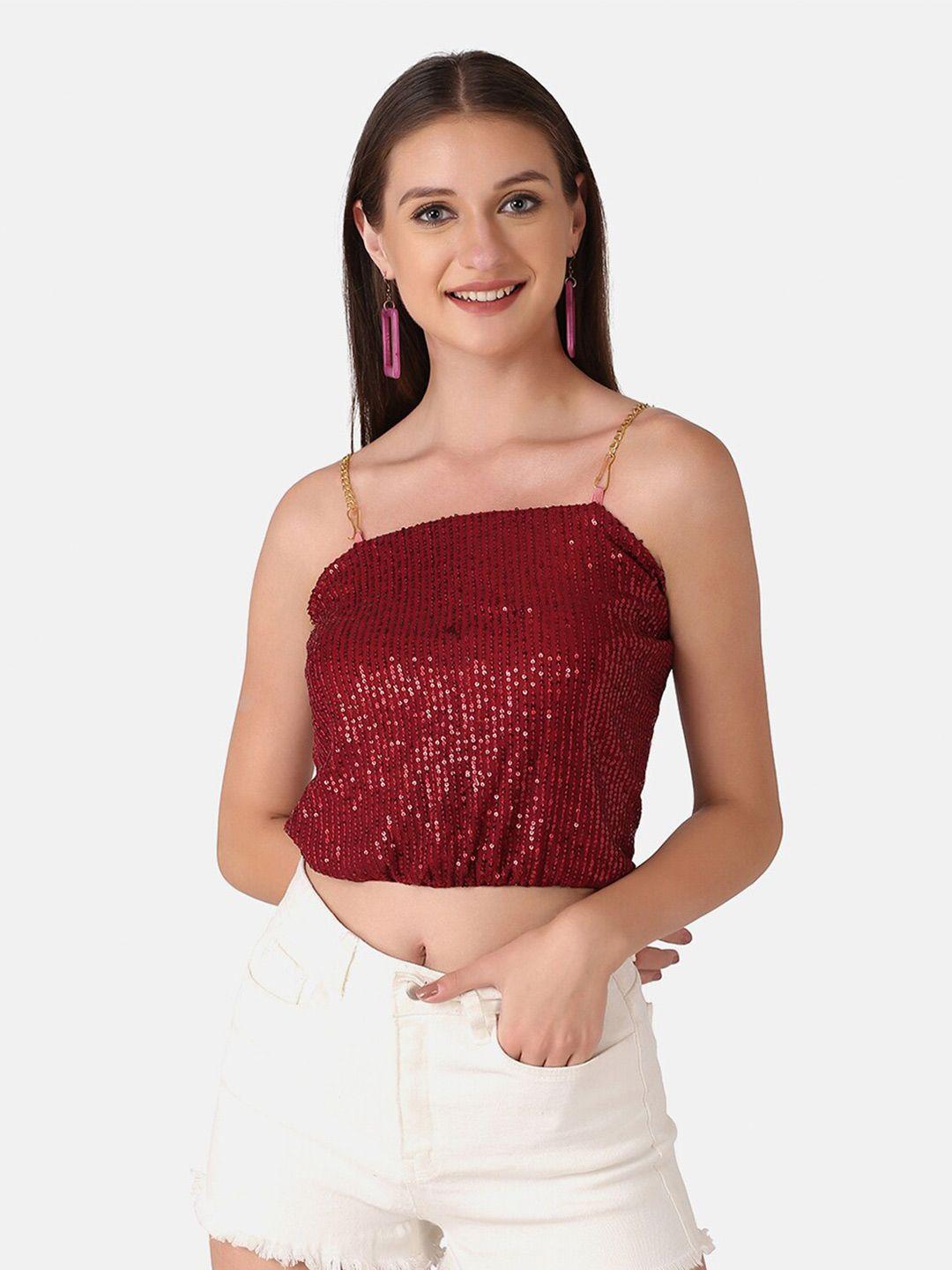 buy new trend embellished sequined crop tank top