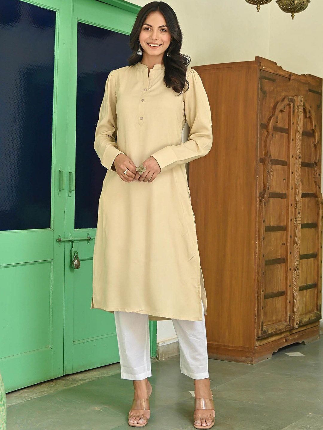 lavanya the label women band collar kurta with trousers