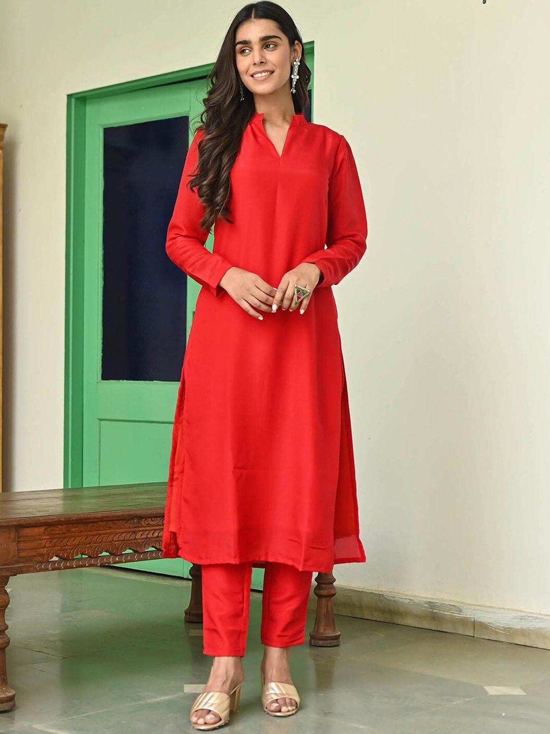 lavanya the label women band collar kurta with trousers