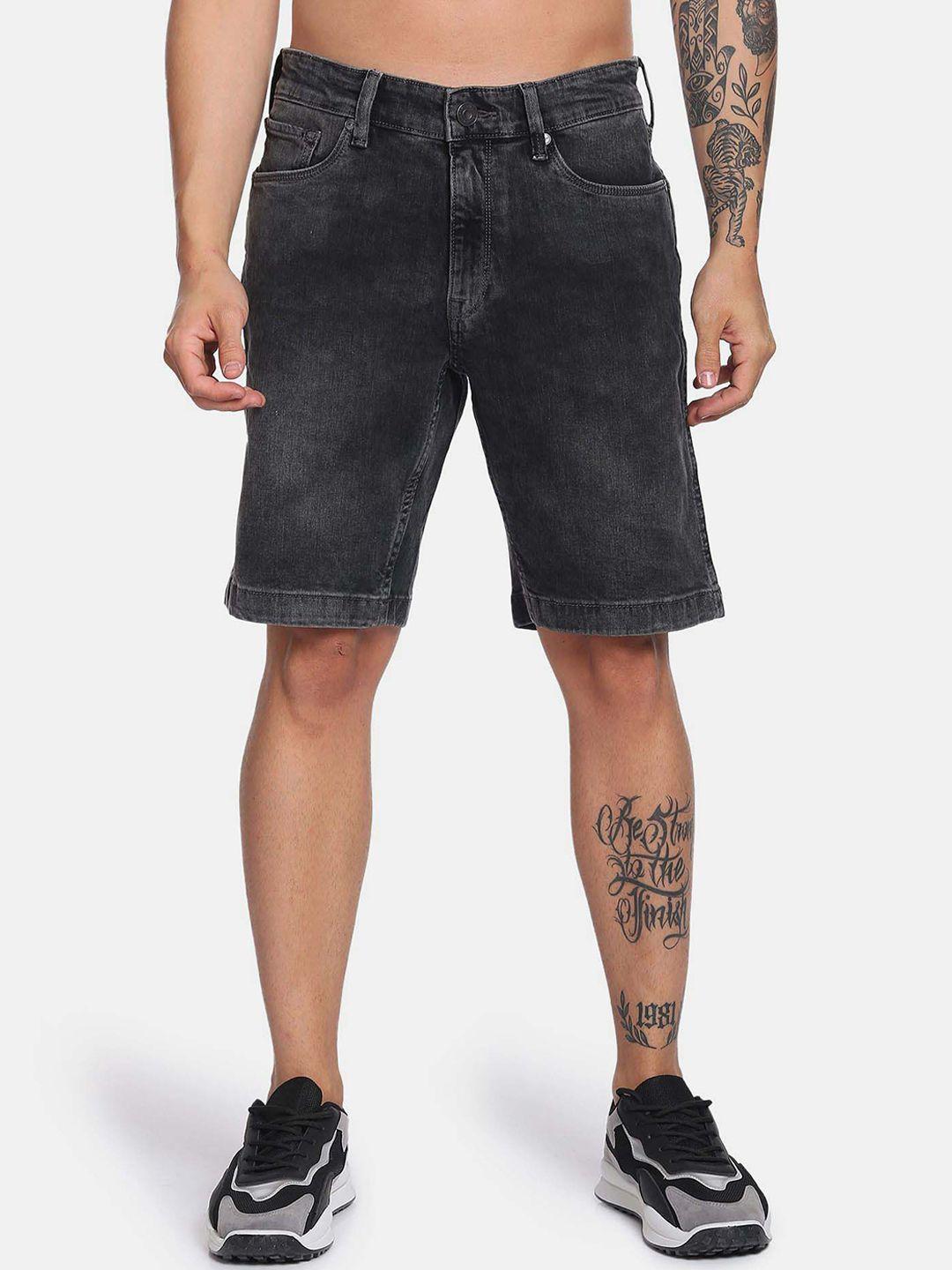 flying machine men washed denim shorts