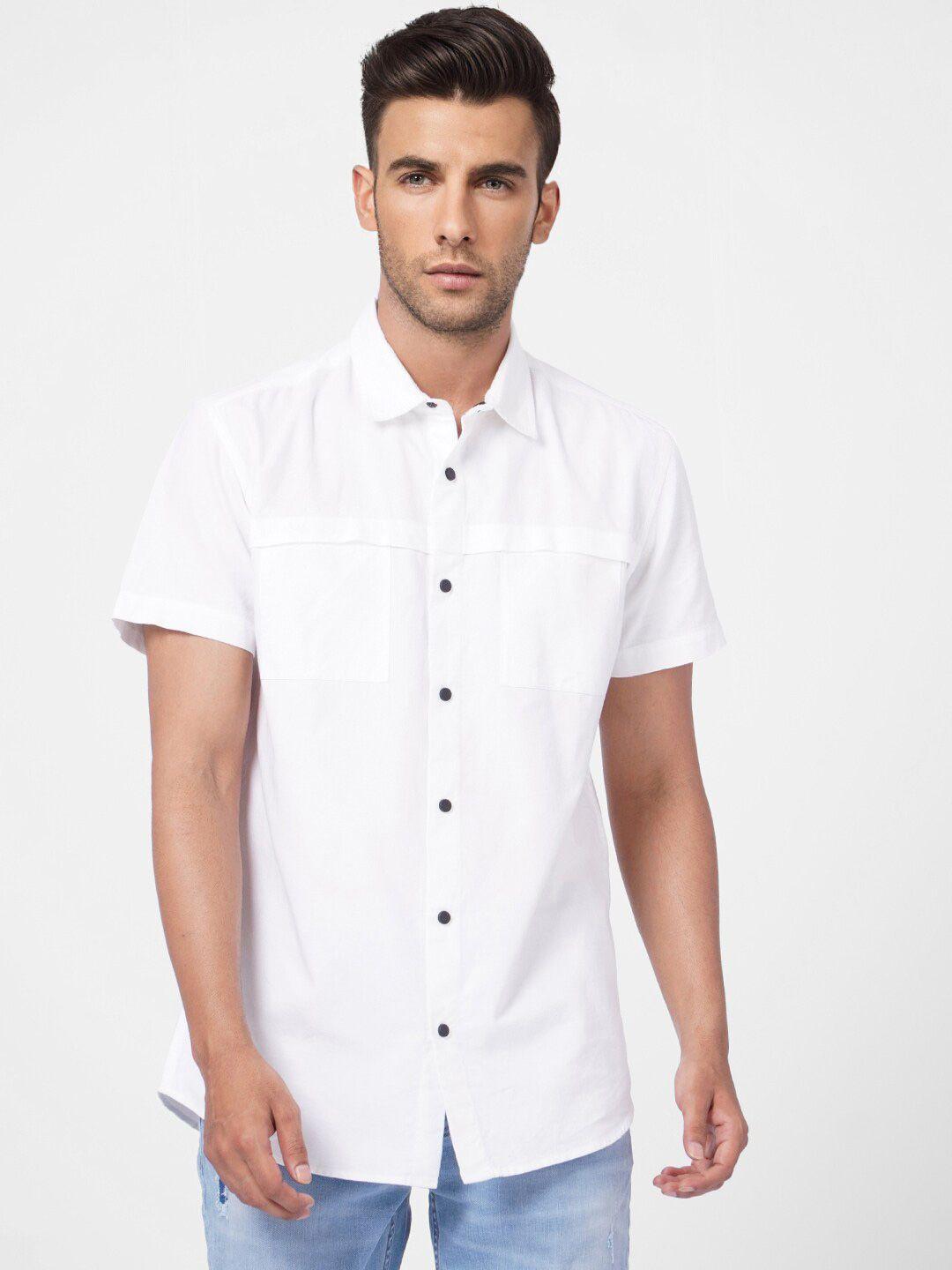 jack & jones men spread collar casual cotton shirt