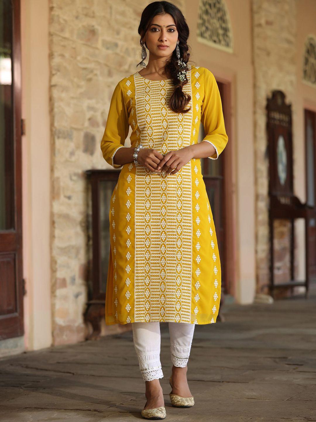 juniper women ethnic motifs embroidered georgette kurta