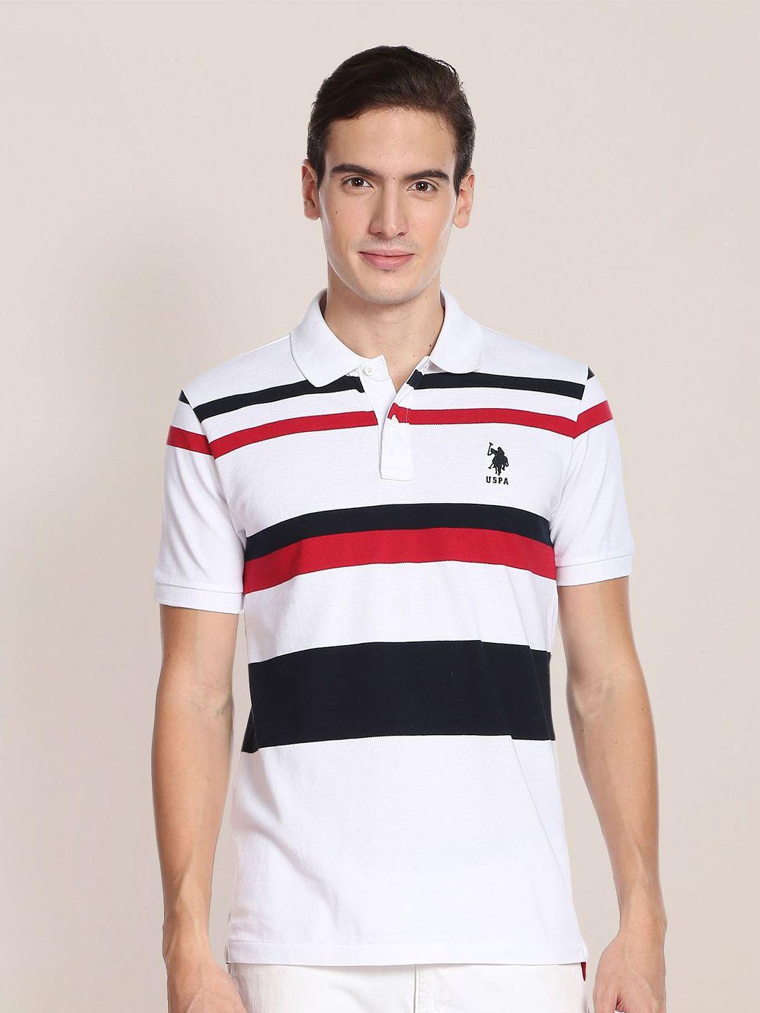 u.s. polo assn. men striped polo collar cotton t-shirt