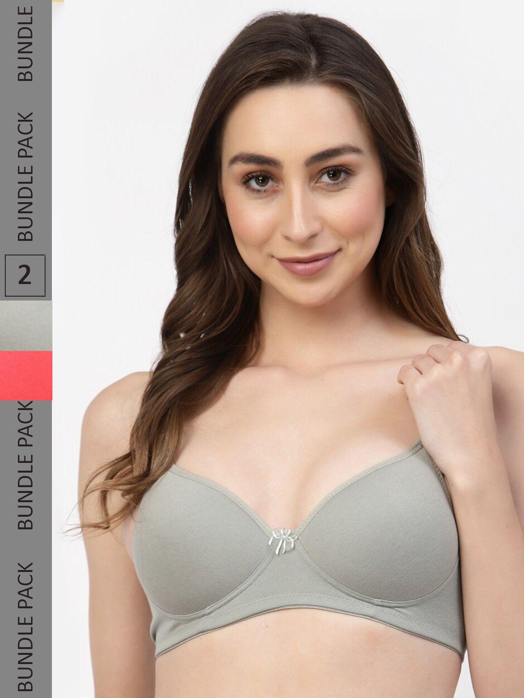 floret pack of 2 heavily padded cotton push-up bra