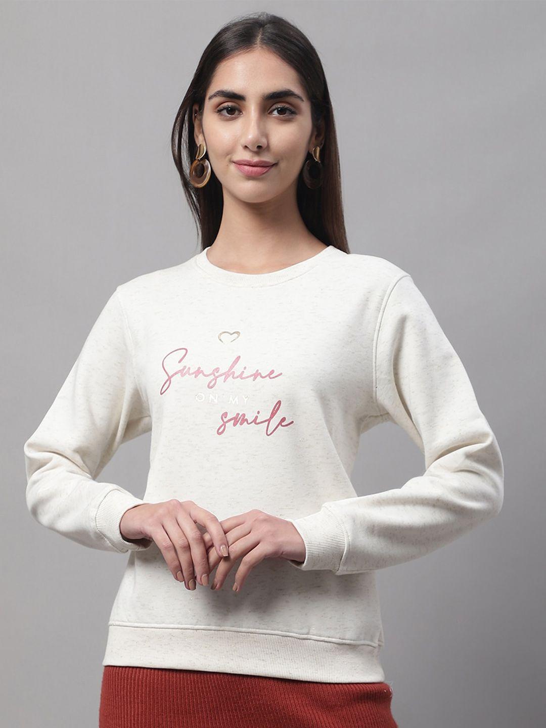 cantabil women typography printed fleece sweatshirt