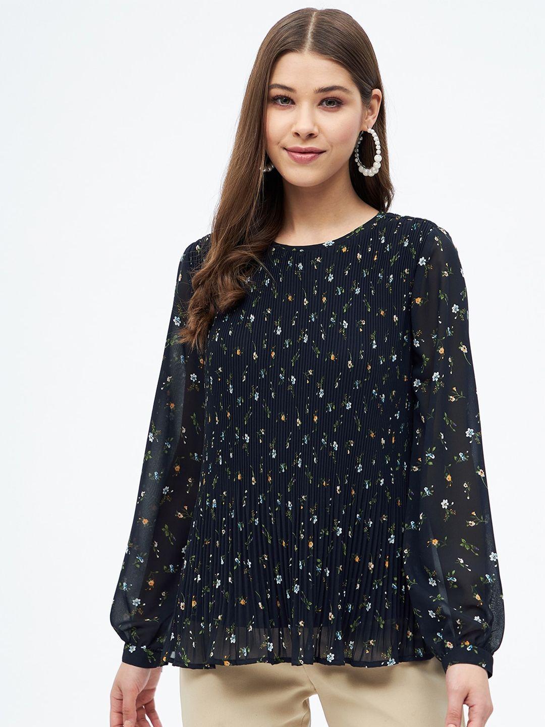 harpa floral printed cuff sleeve a-line top