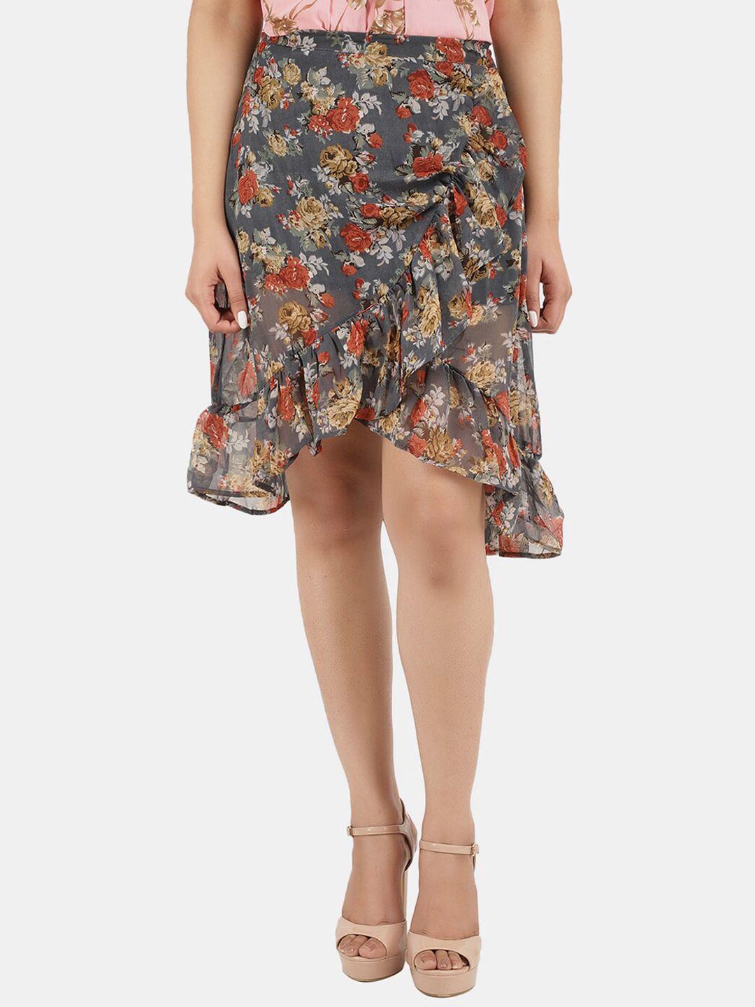 v-mart women printed knee-length a-line georgette skirt