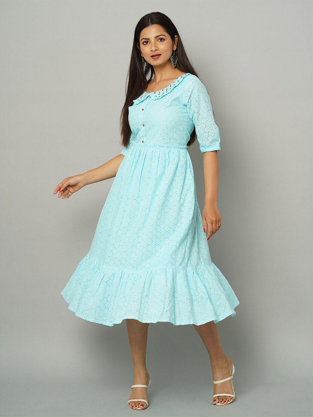 nayra cotton peter pan collar midi dress