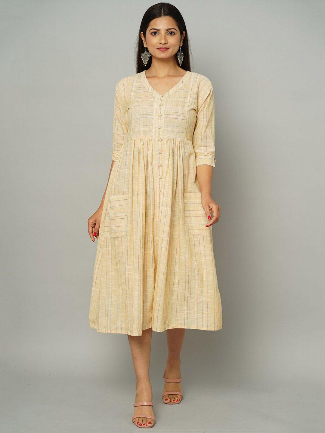 nayra striped cotton shirt midi dress