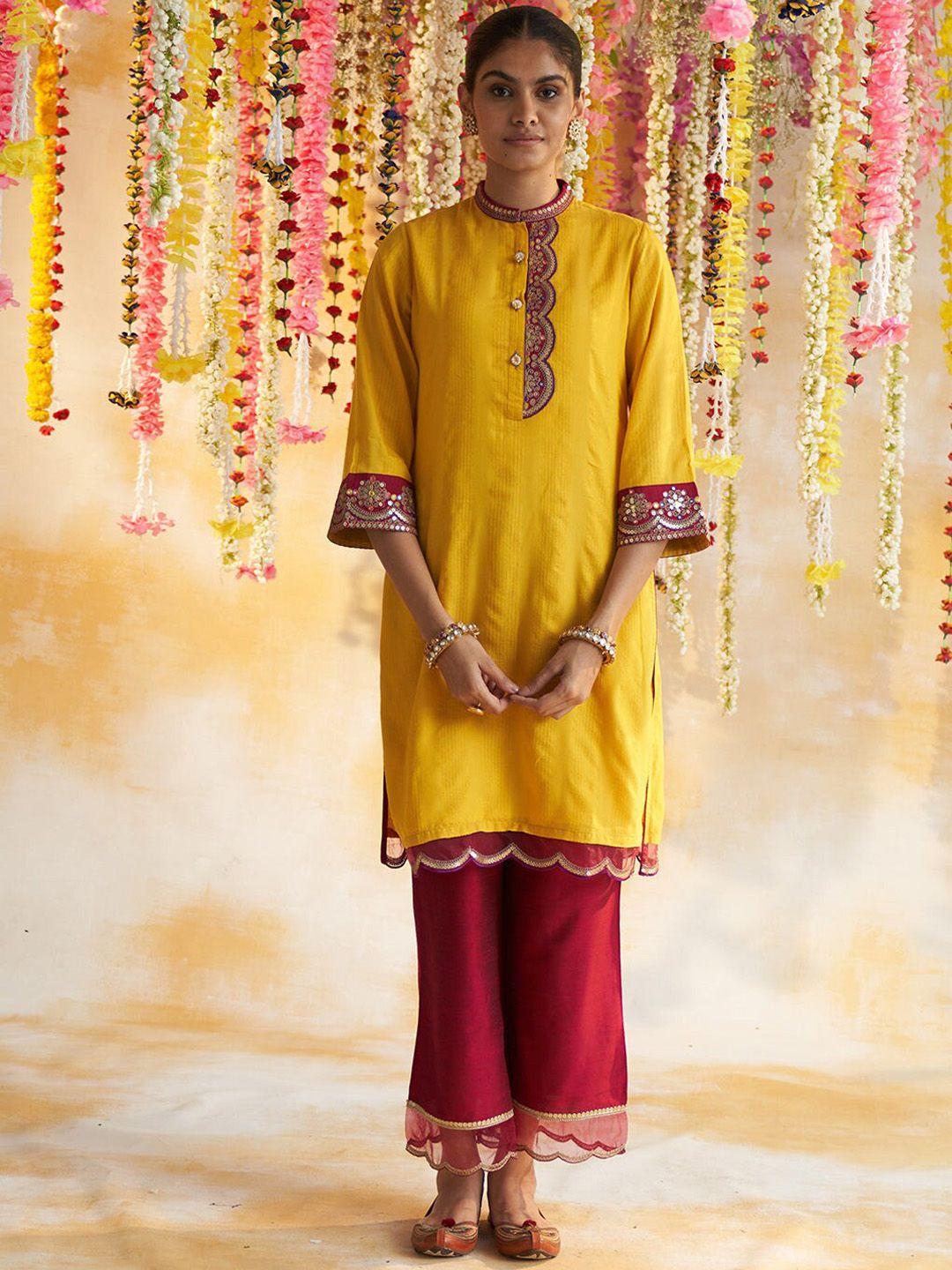 lakshita ethnic motifs embroidered kurta with palazzos